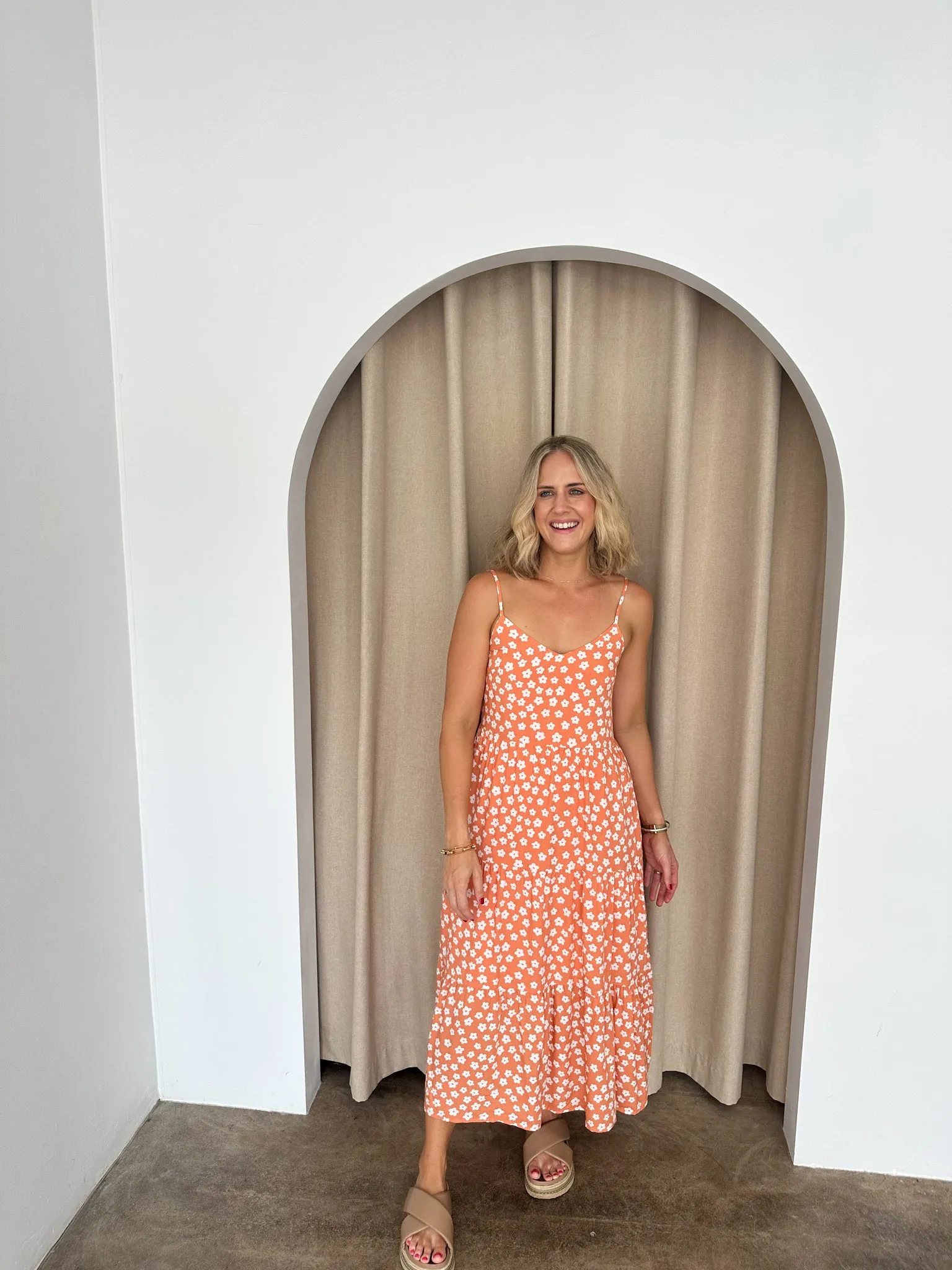 Kate Dress - Coral/white