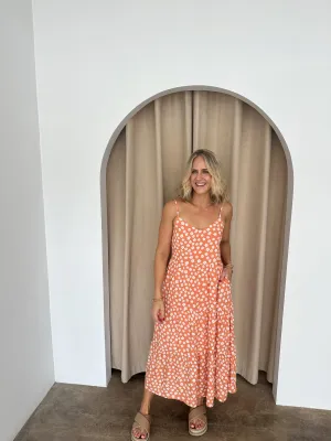 Kate Dress - Coral/white