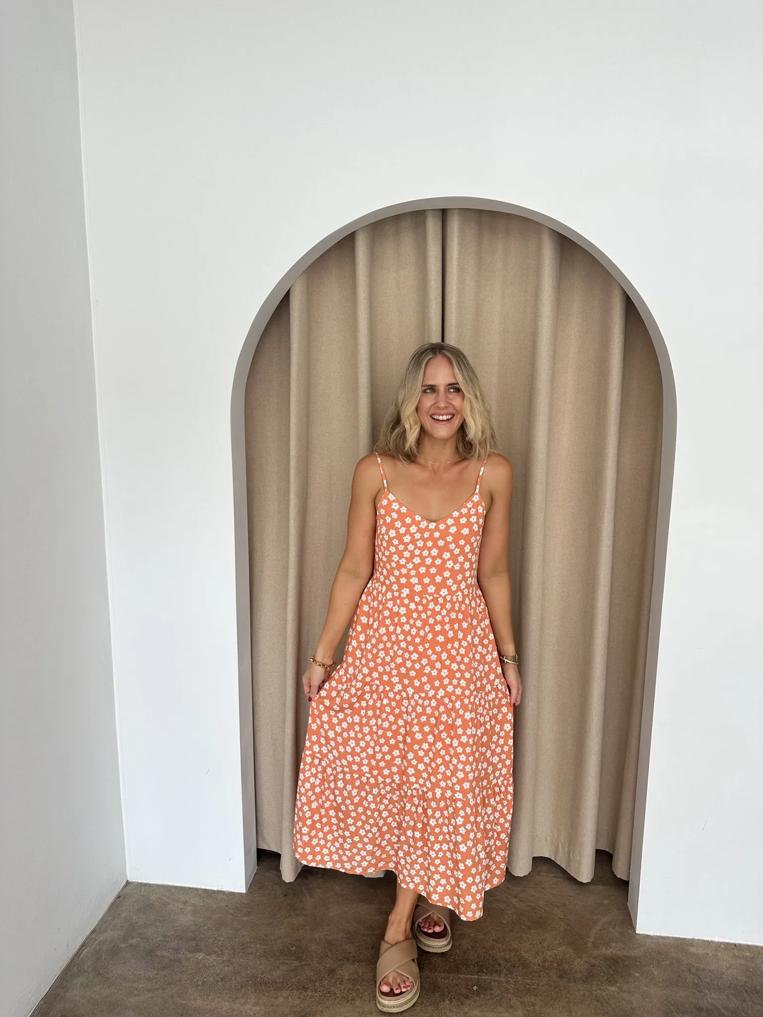 Kate Dress - Coral/white