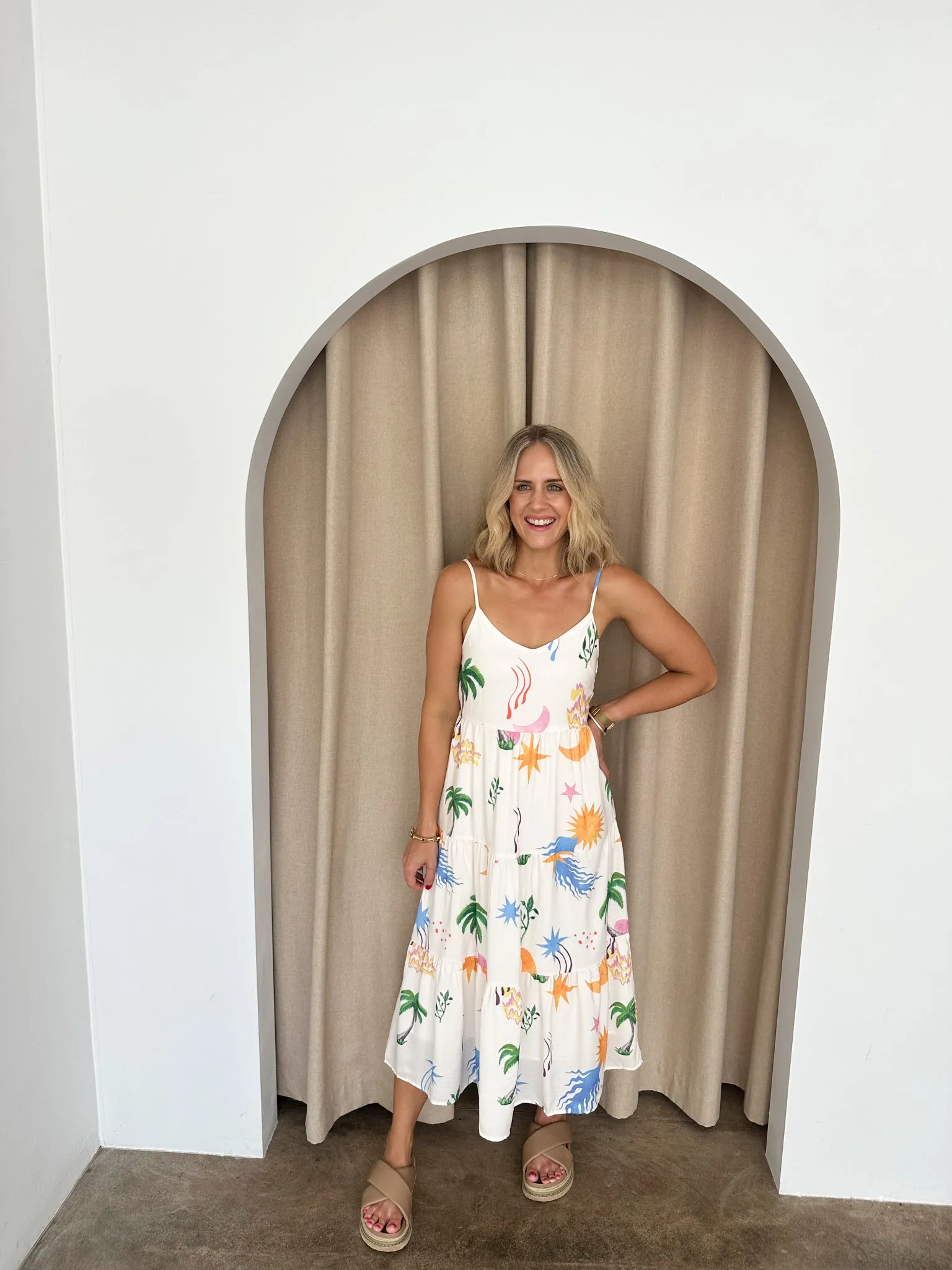 Kate Dress - White & Tropical