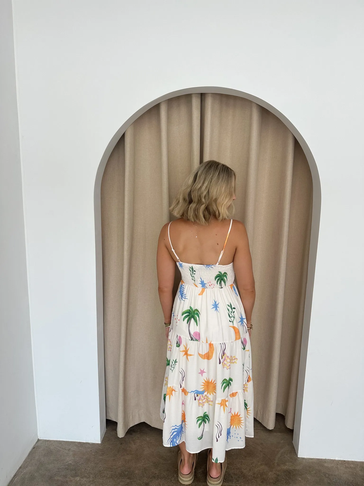 Kate Dress - White & Tropical