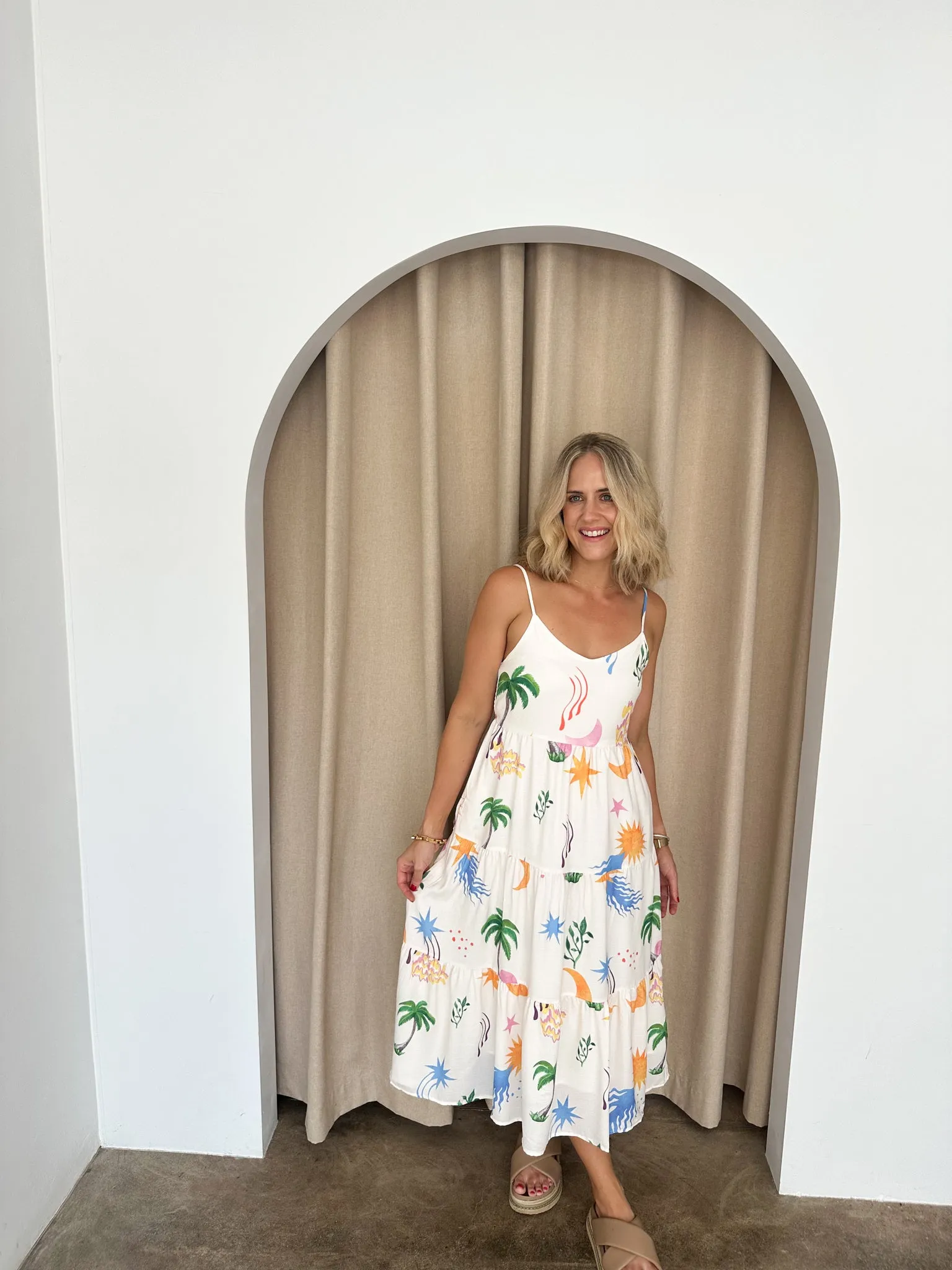 Kate Dress - White & Tropical