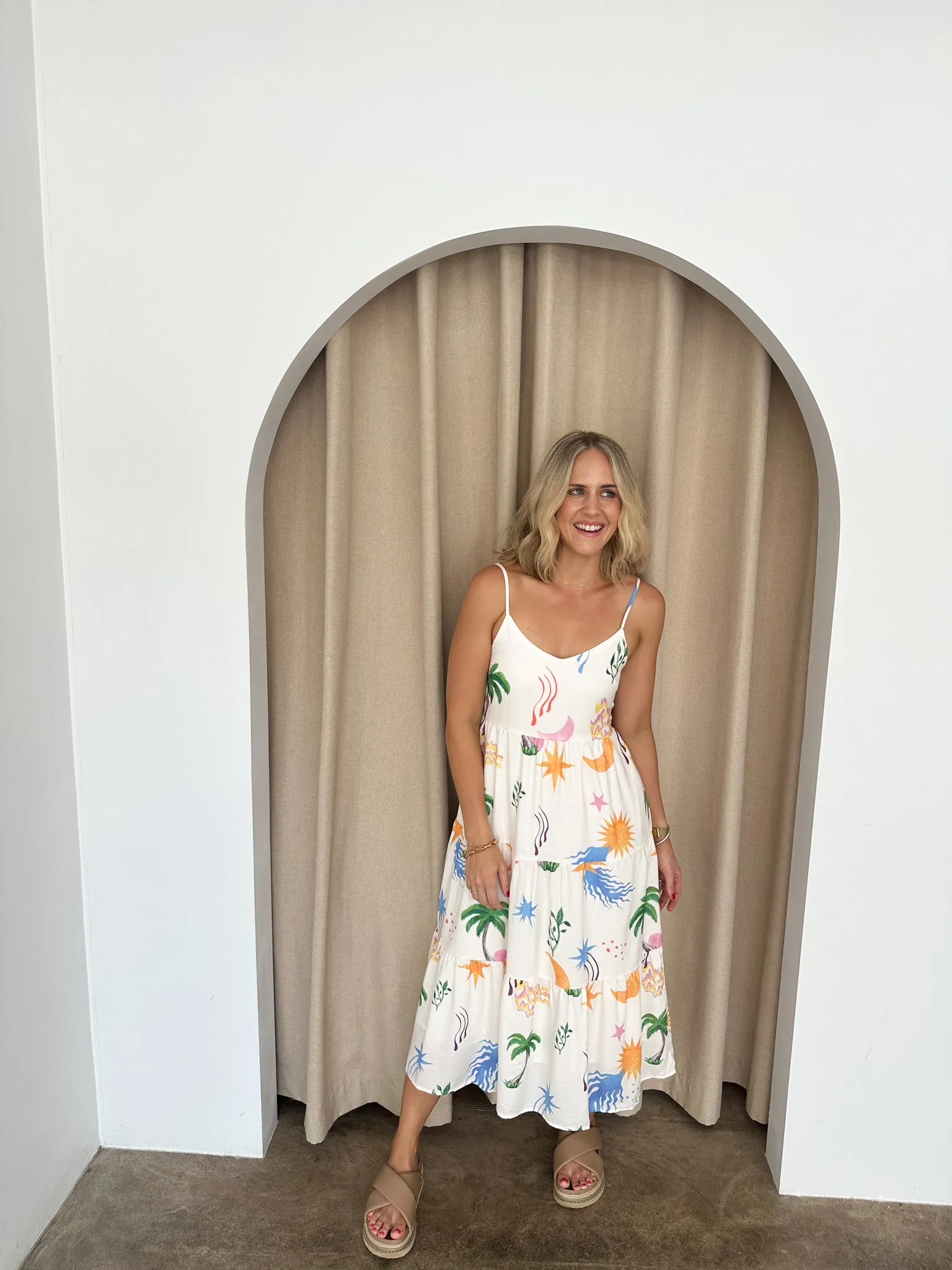 Kate Dress - White & Tropical