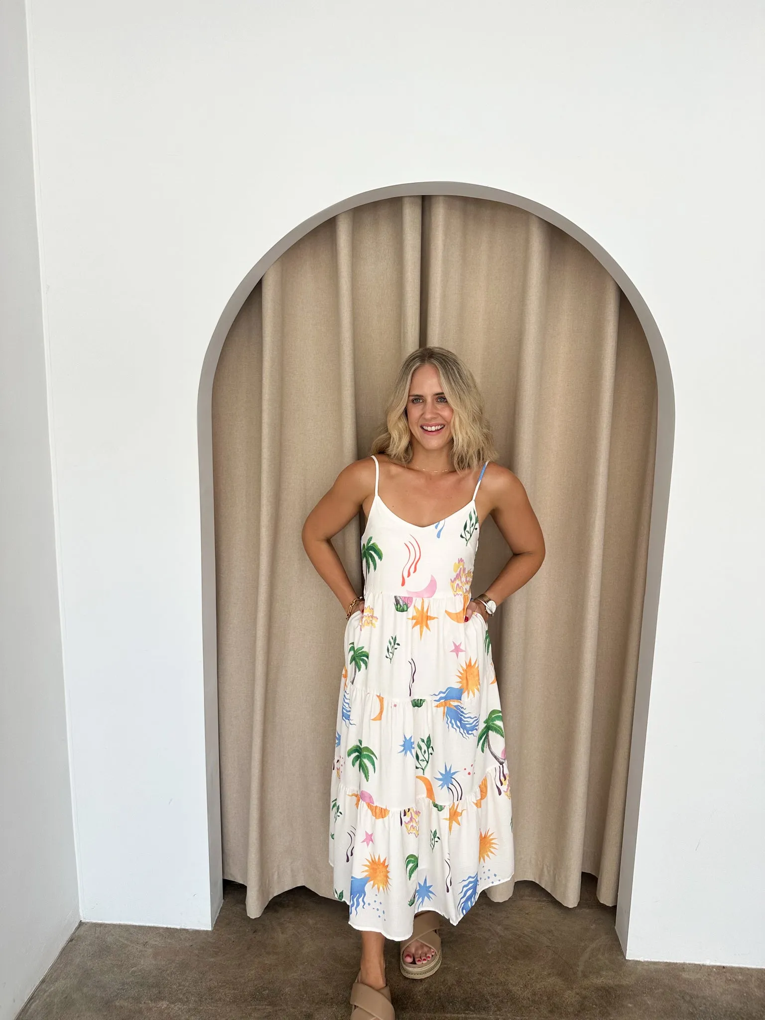 Kate Dress - White & Tropical