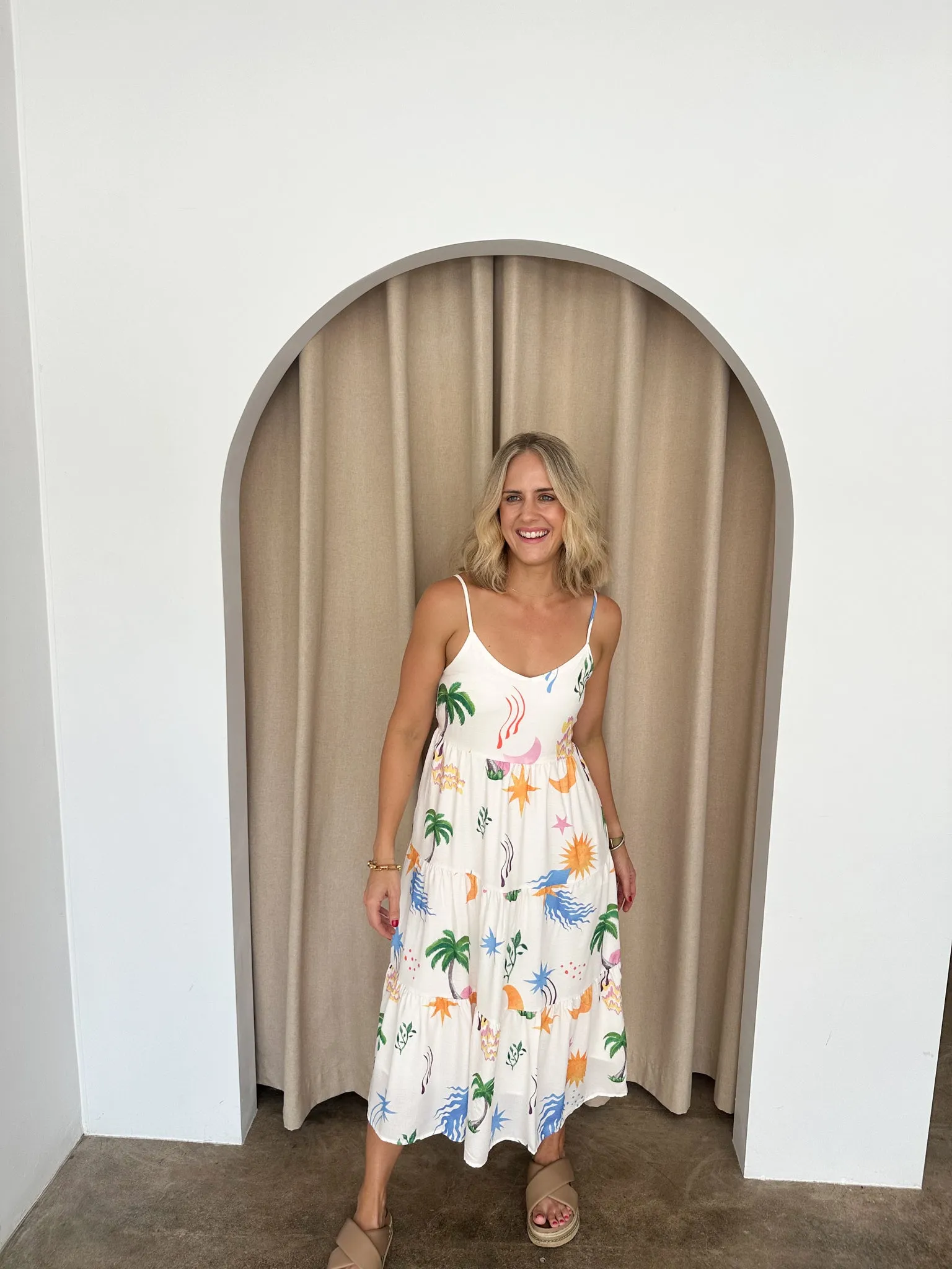 Kate Dress - White & Tropical
