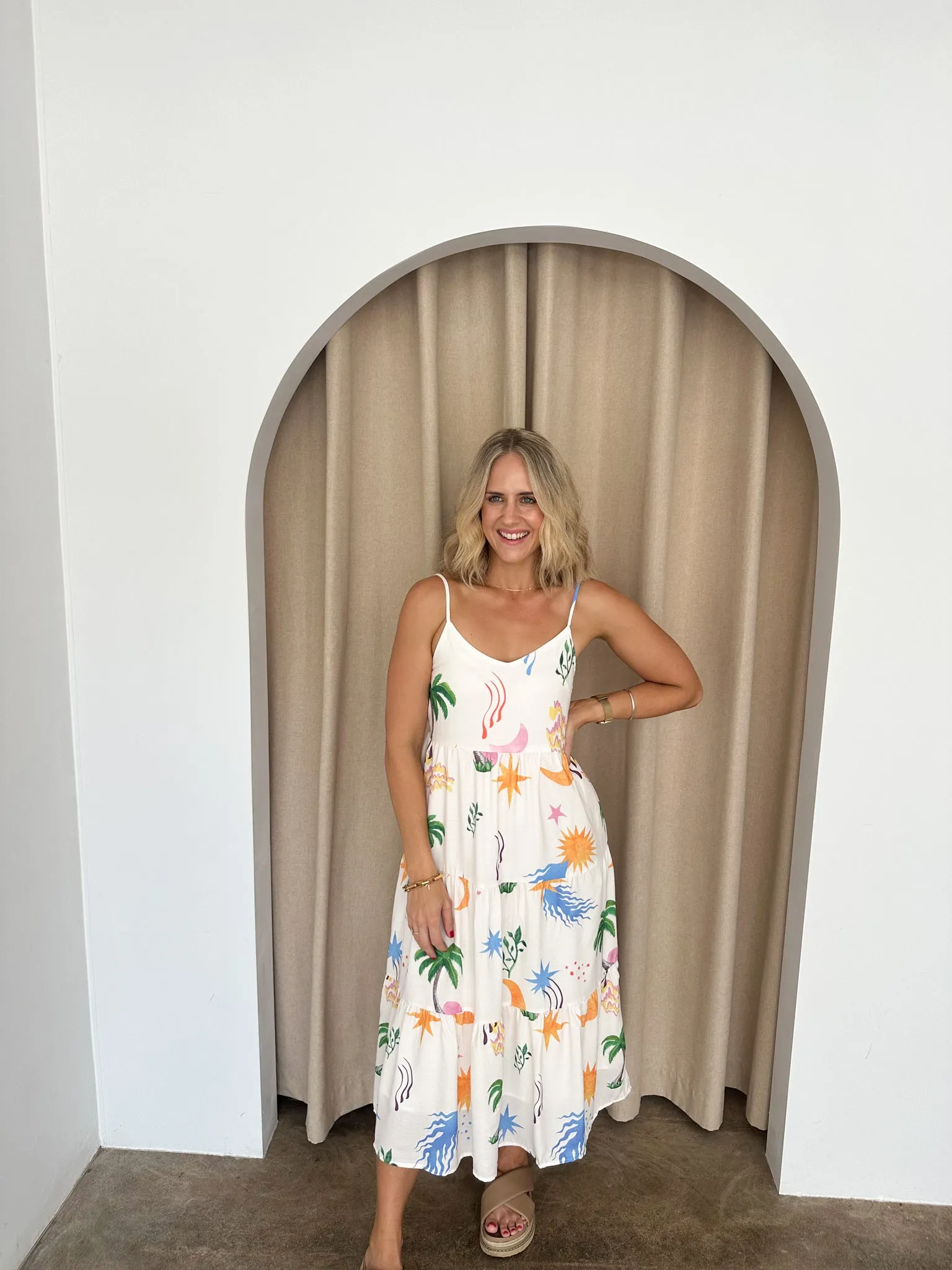 Kate Dress - White & Tropical