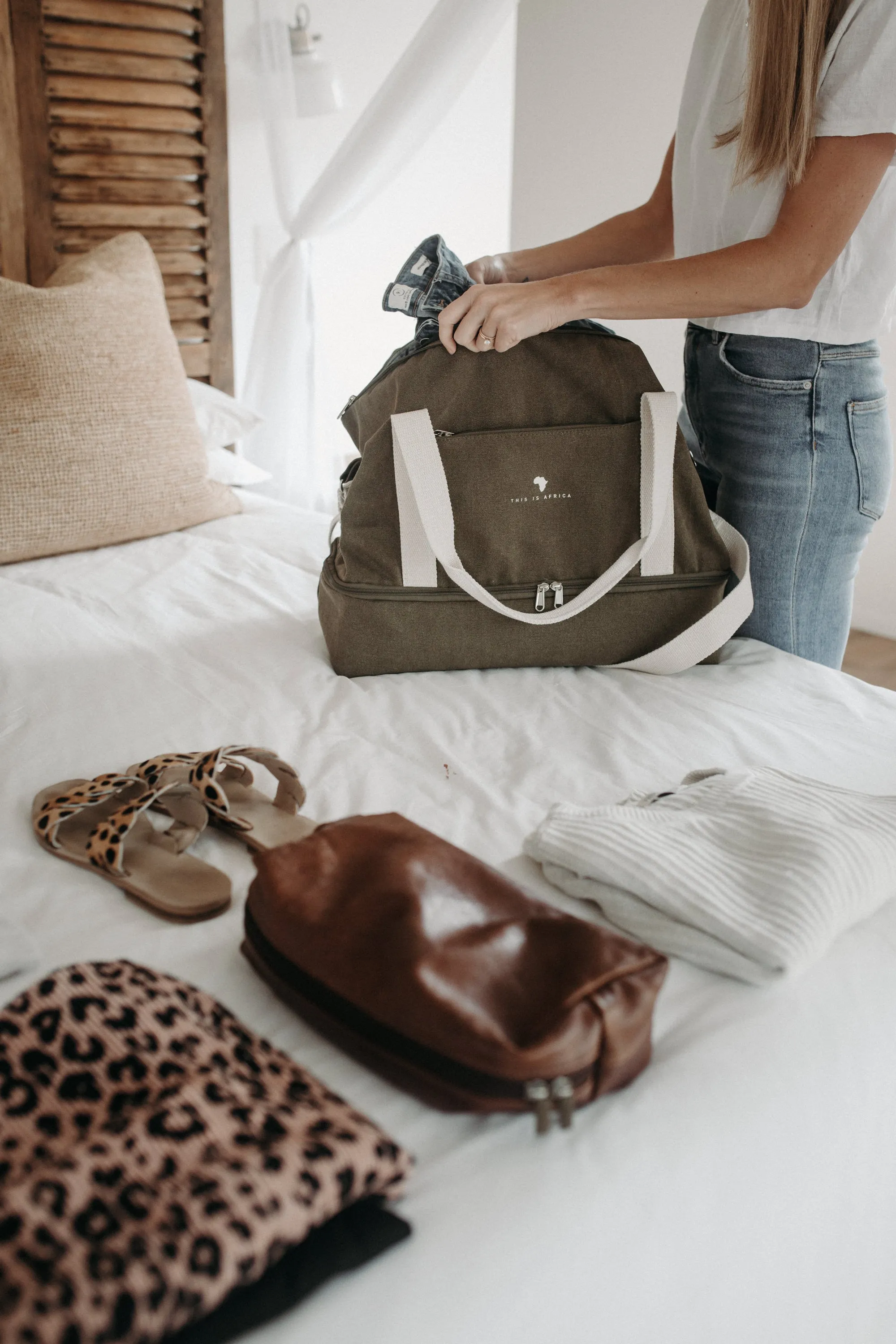 Khaki Weekender Bag