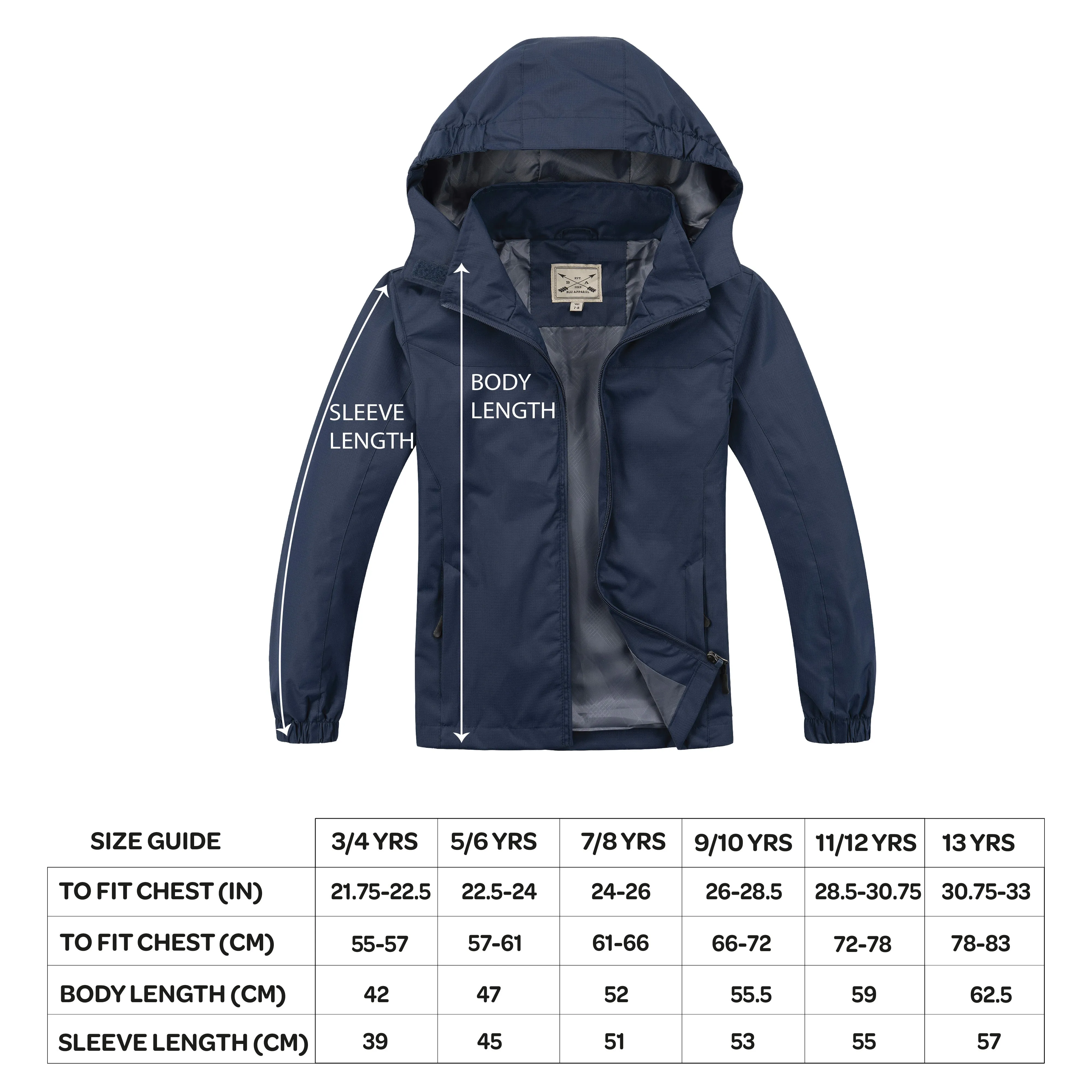 Kids Waterproof Rain Jacket - Black