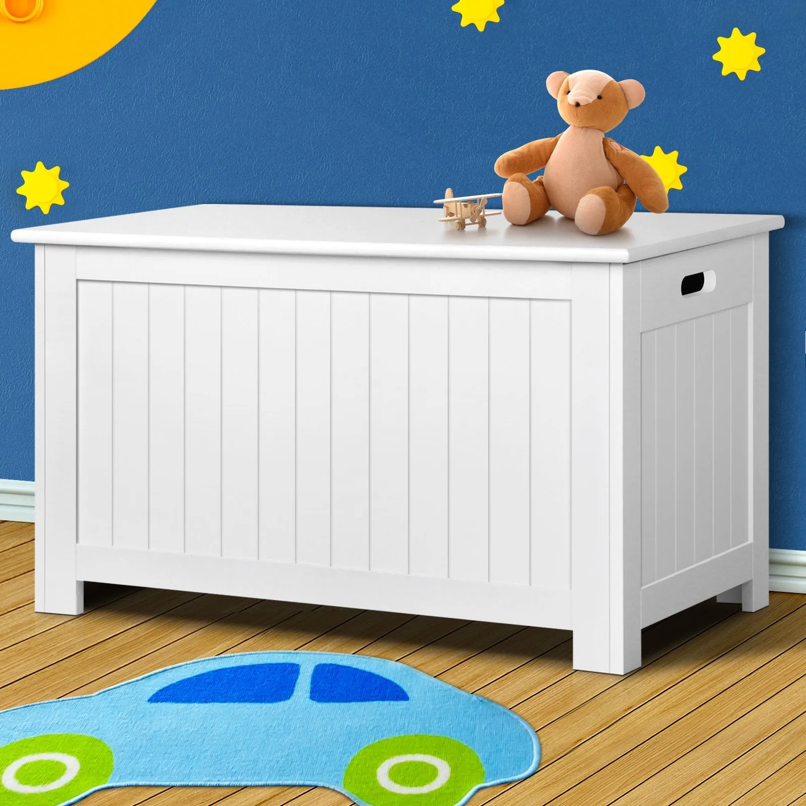 Kids Wooden Toy Chest Storage Blanket Box White Children Room Organiser
