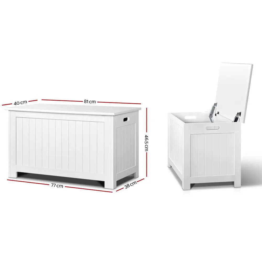 Kids Wooden Toy Chest Storage Blanket Box White Children Room Organiser