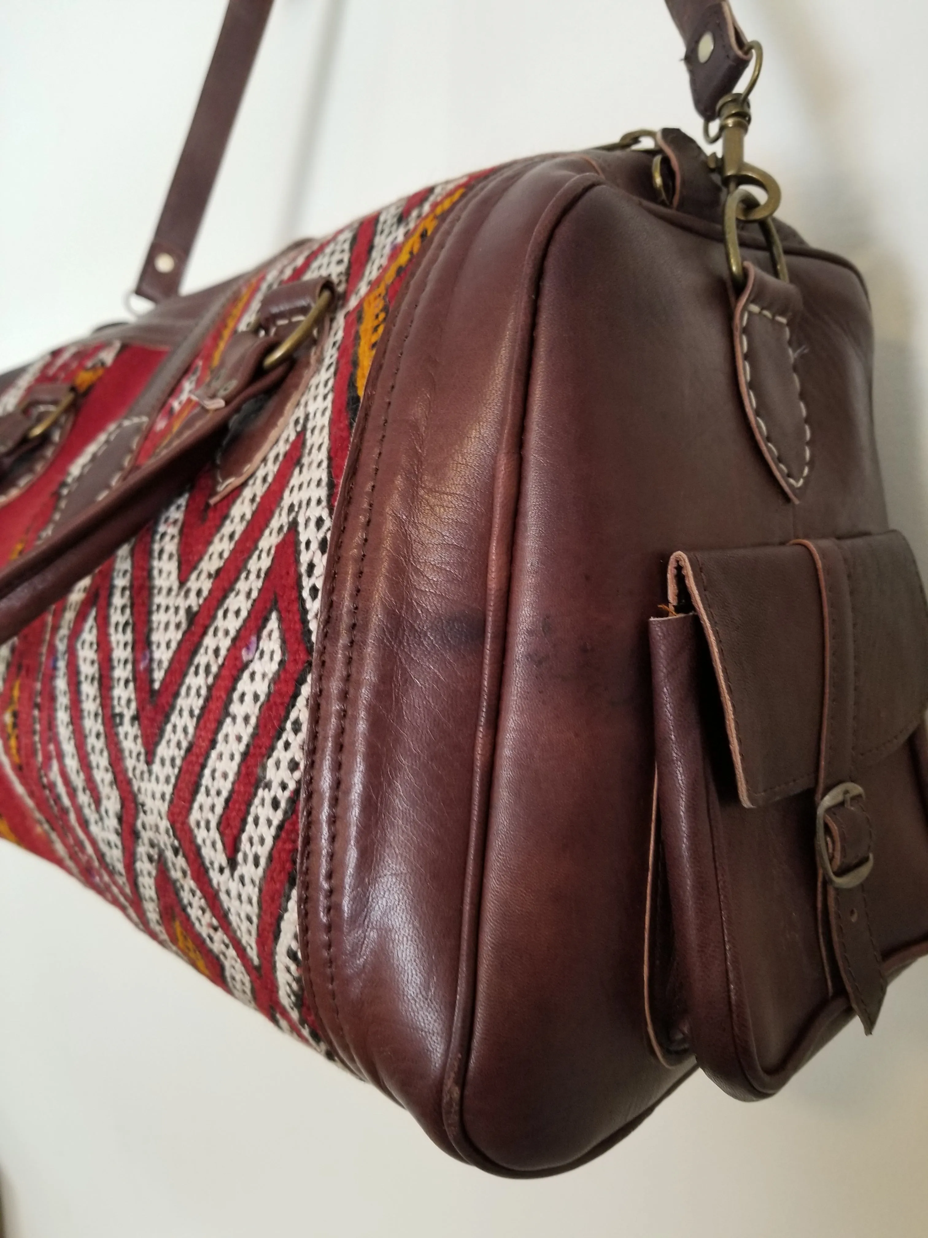Kilim Leather Weekender Bag