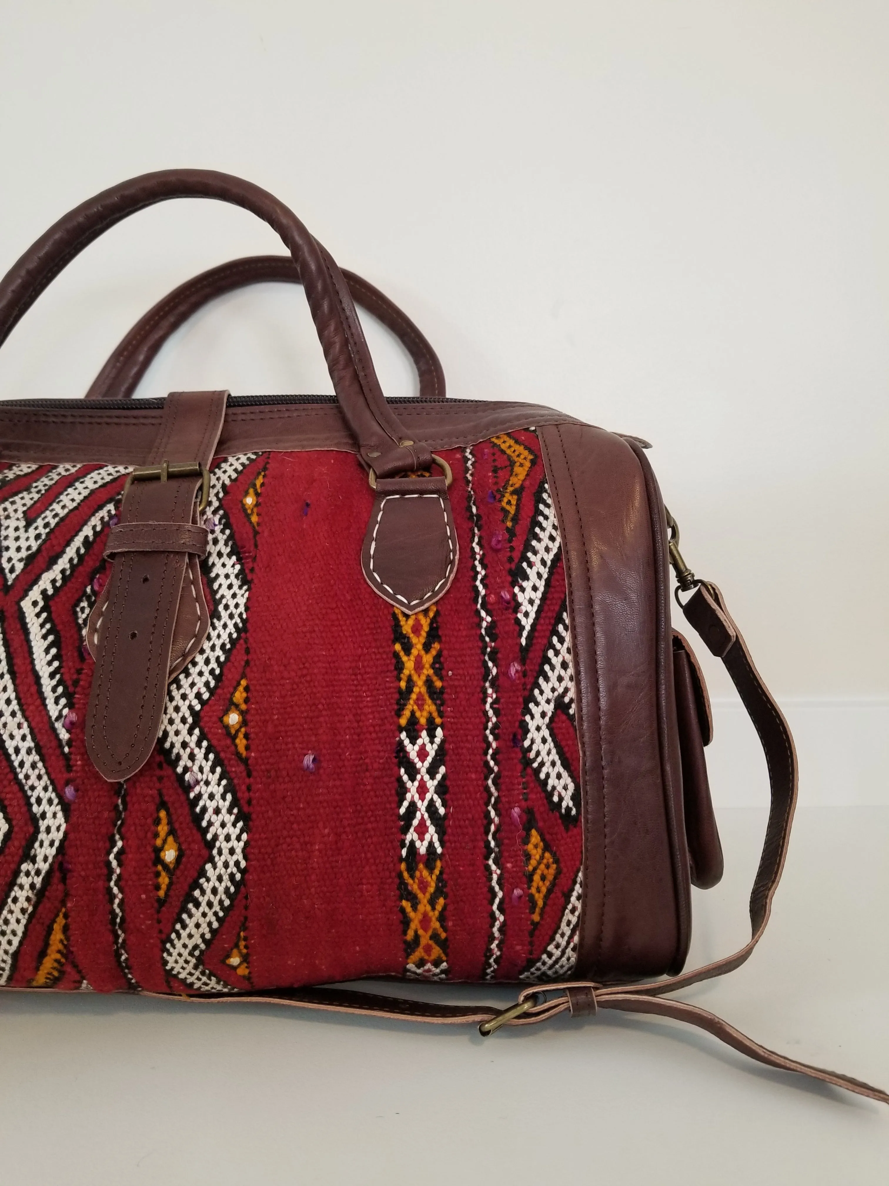 Kilim Leather Weekender Bag