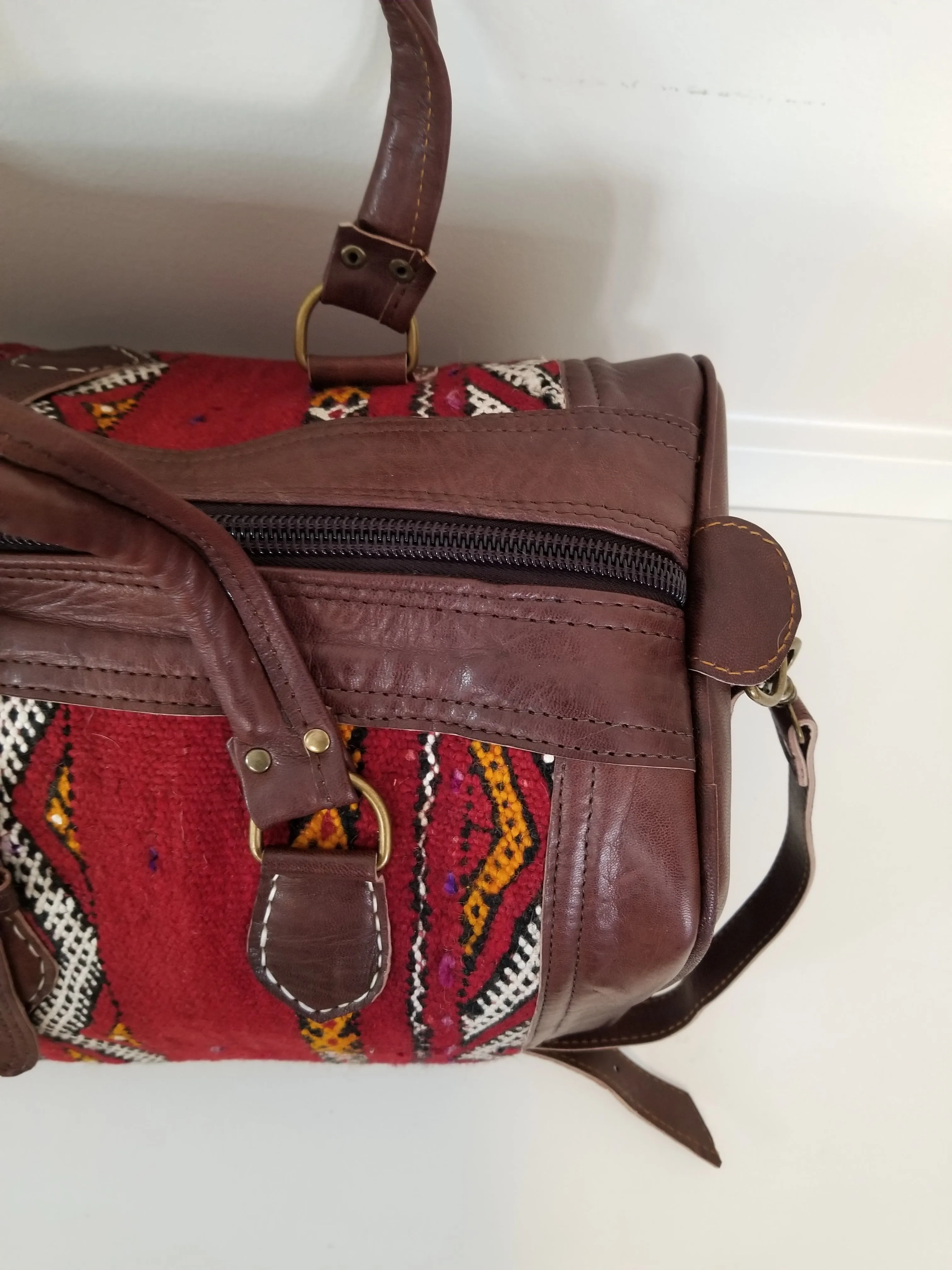 Kilim Leather Weekender Bag
