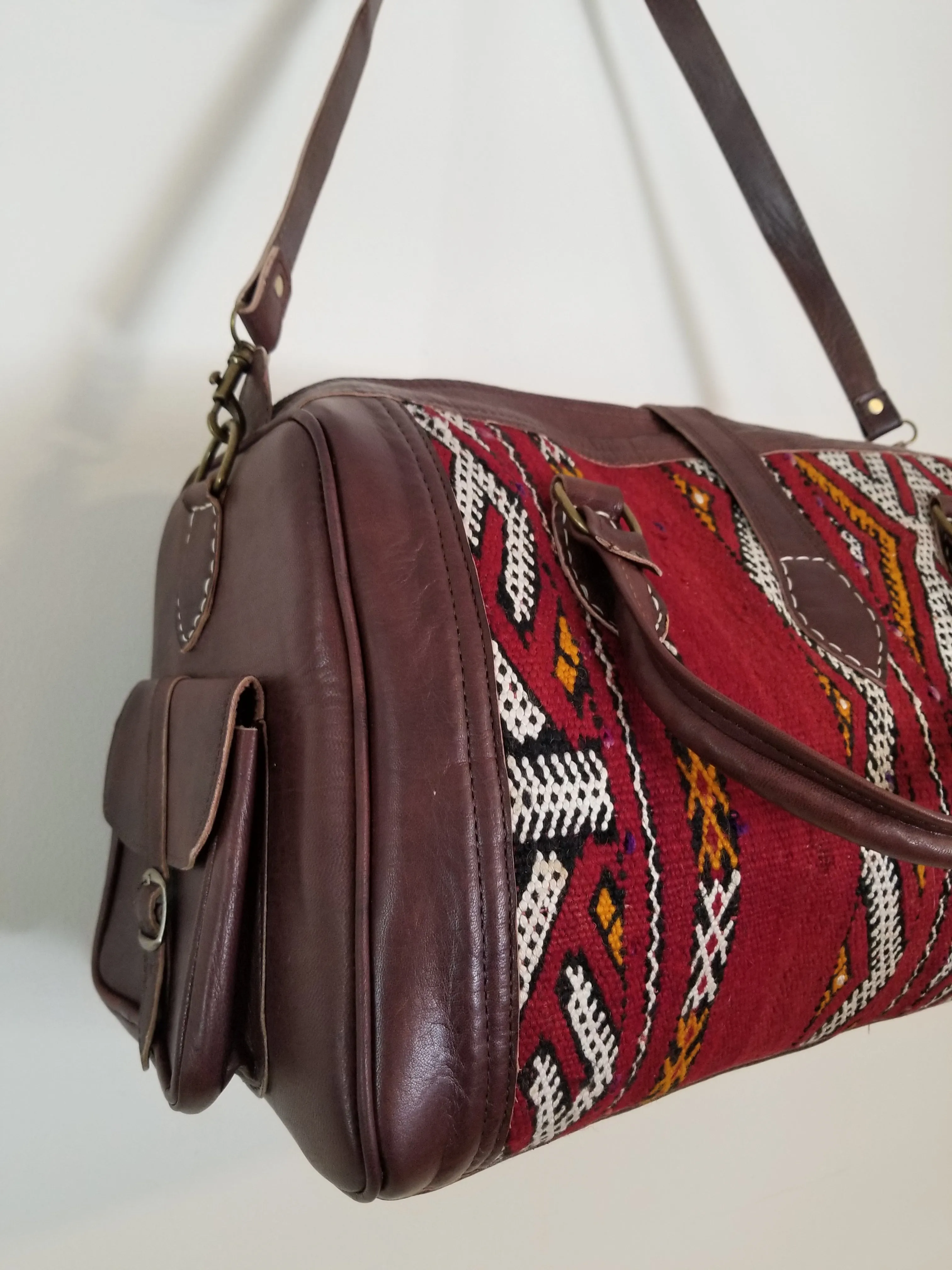 Kilim Leather Weekender Bag