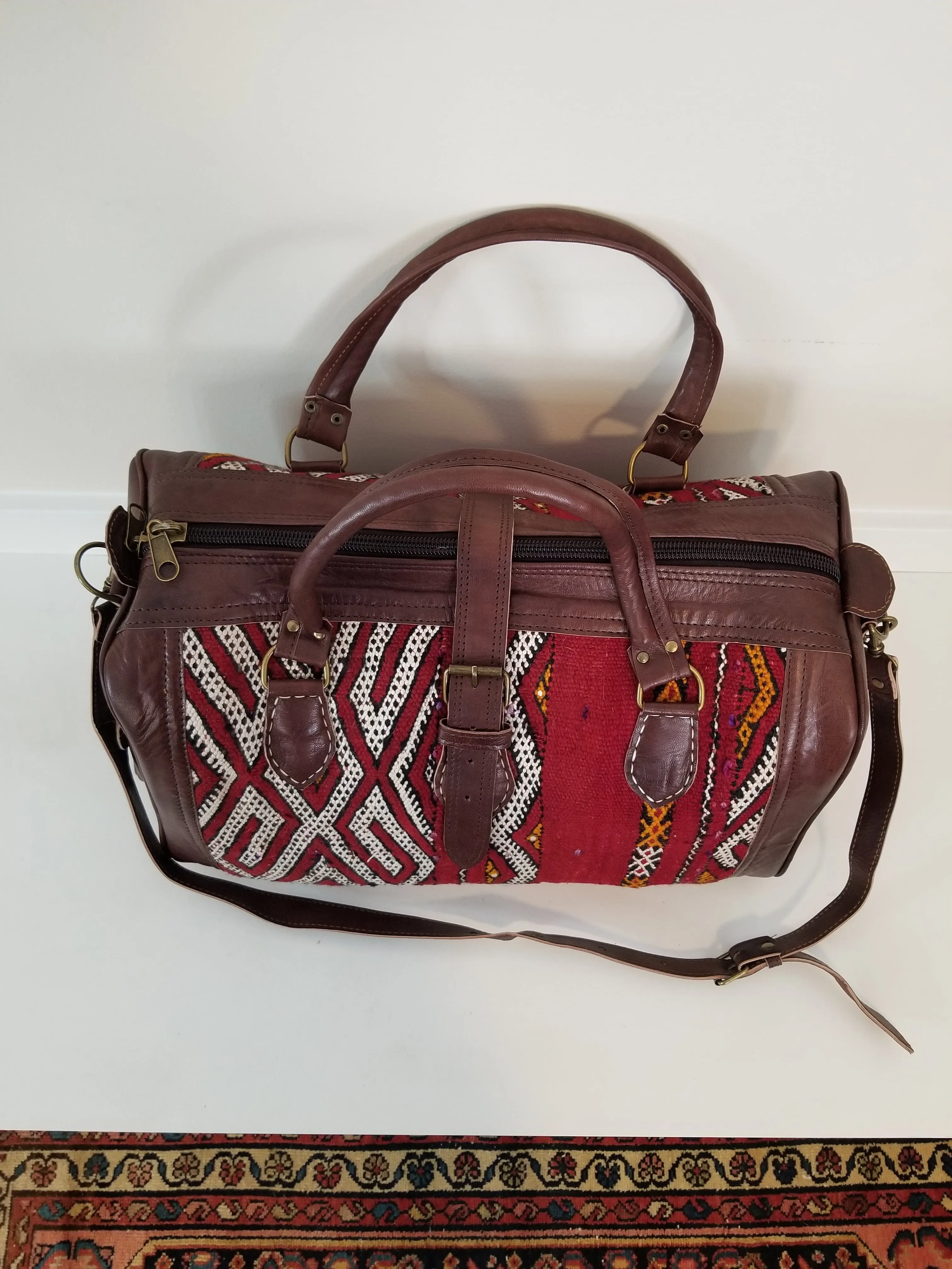 Kilim Leather Weekender Bag