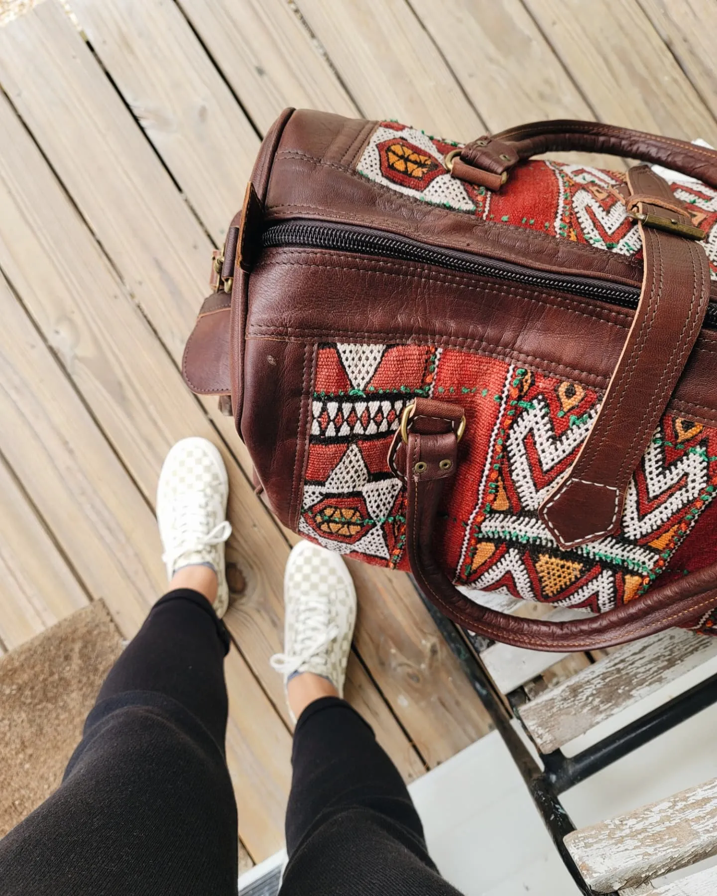 Kilim Leather Weekender Bag