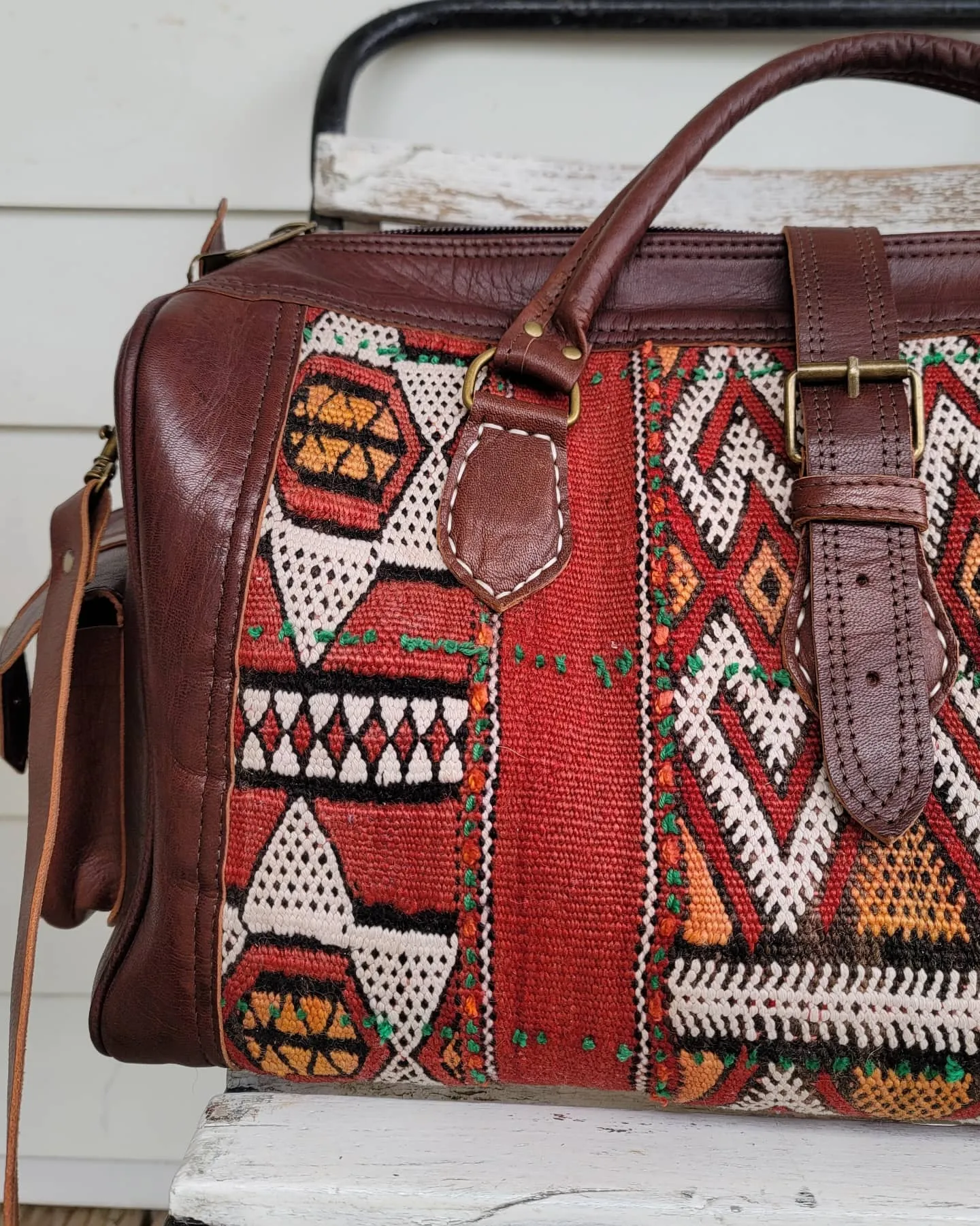 Kilim Leather Weekender Bag