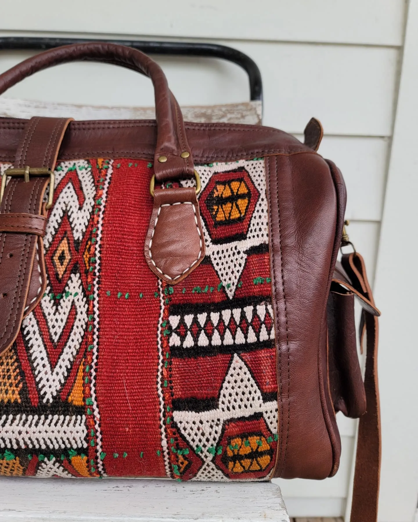 Kilim Leather Weekender Bag