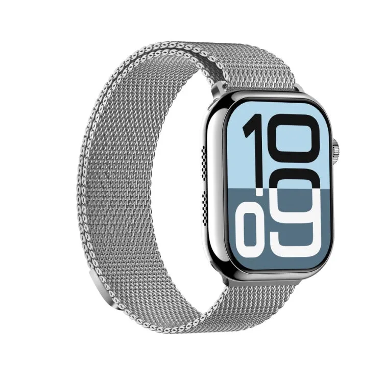 KL08 2.04 inch Color Screen Smart Watch Milan Steel Strap, Support Bluetooth Call(Silver)