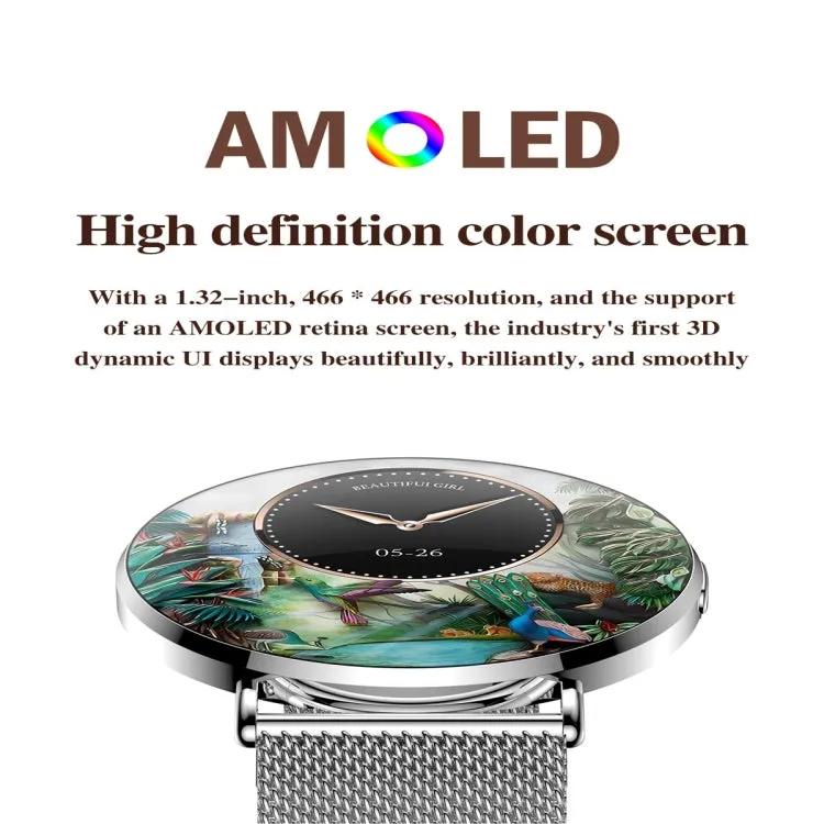 KM88 1.32 inch Color Screen Smart Watch, Support Bluetooth Call / Health Monitoring(Gold)