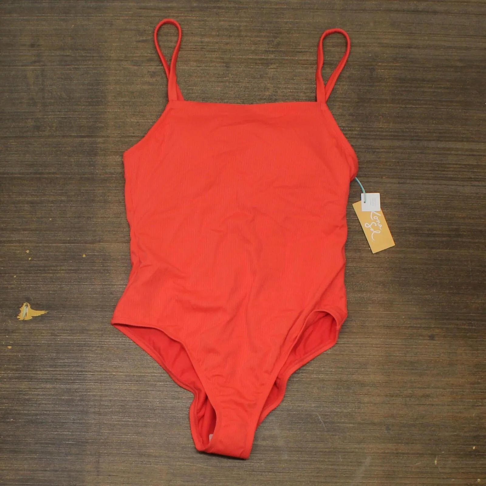 Kona Sol Women's Ribbed Square Neck Medium Coverage One Piece Swimsuit 76564077