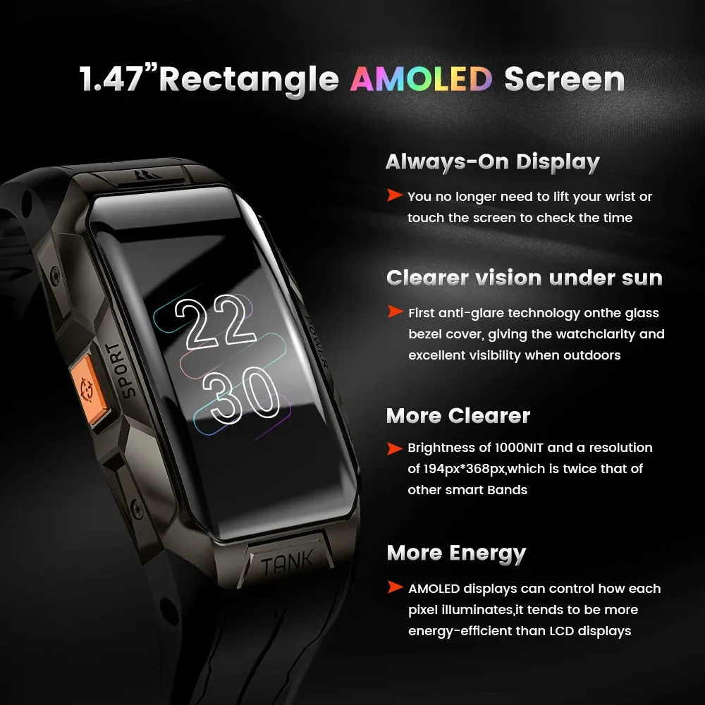 KOSPET Tank X1 1.47" Curved AMOLED Smart Watch