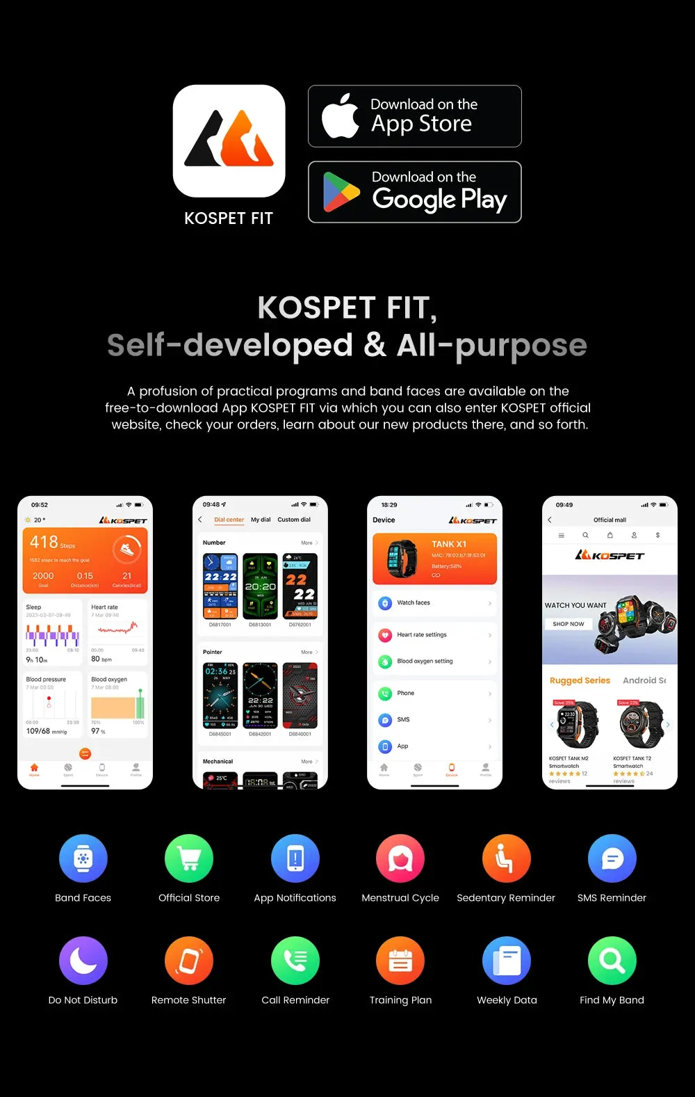 KOSPET Tank X1 1.47" Curved AMOLED Smart Watch
