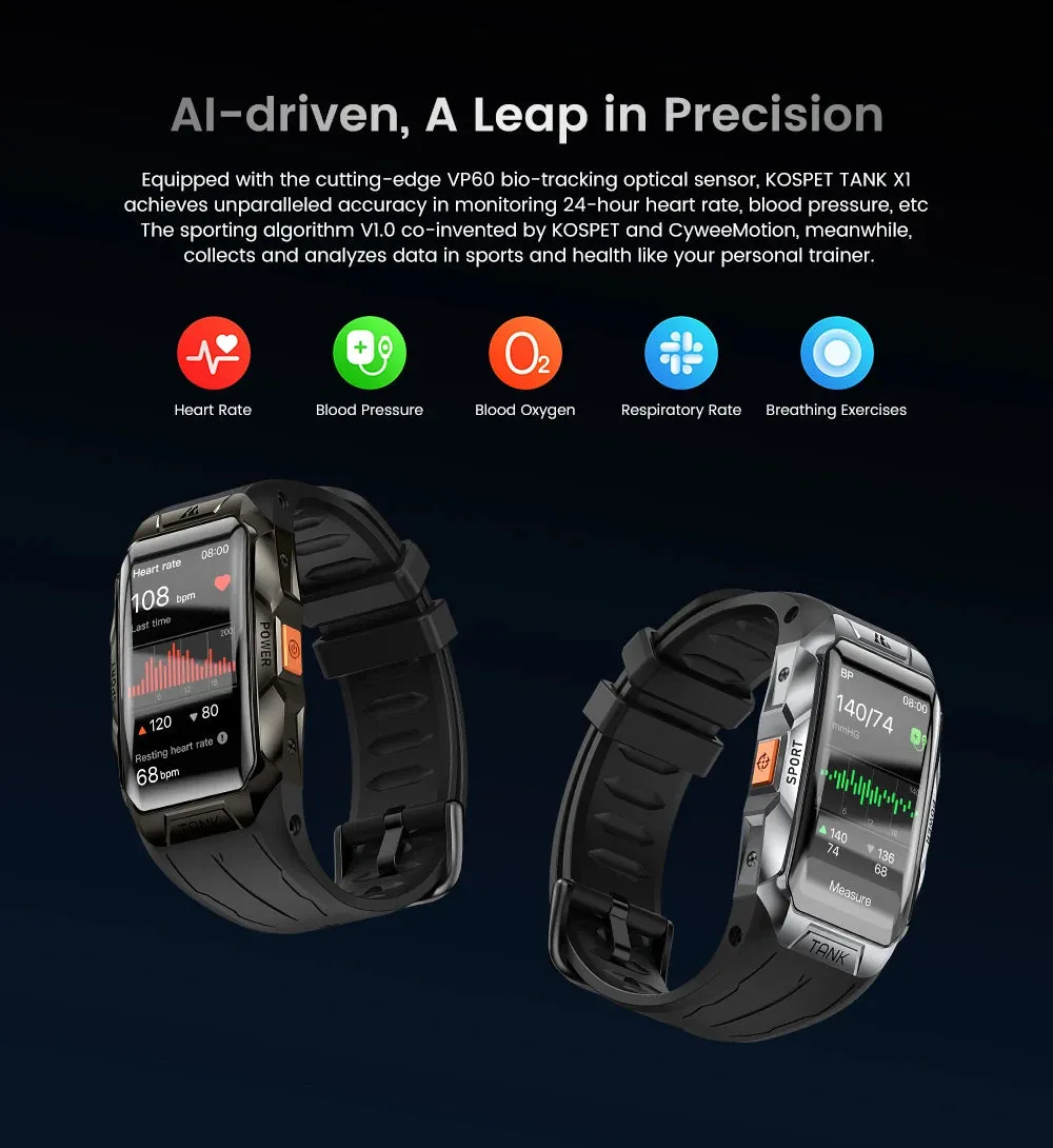KOSPET Tank X1 1.47" Curved AMOLED Smart Watch