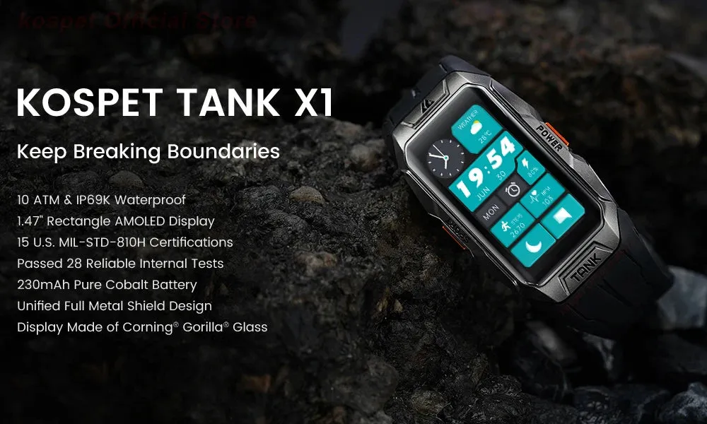 KOSPET Tank X1 1.47" Curved AMOLED Smart Watch