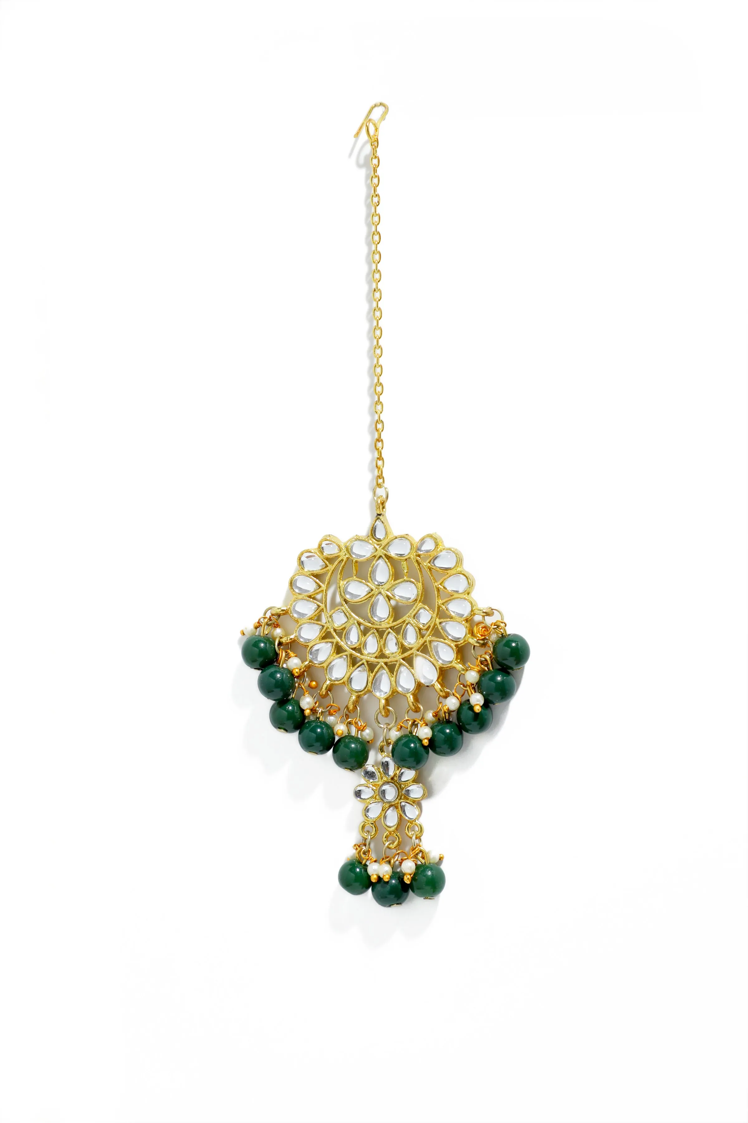 Kundan Green Beads Bridal Necklace Set