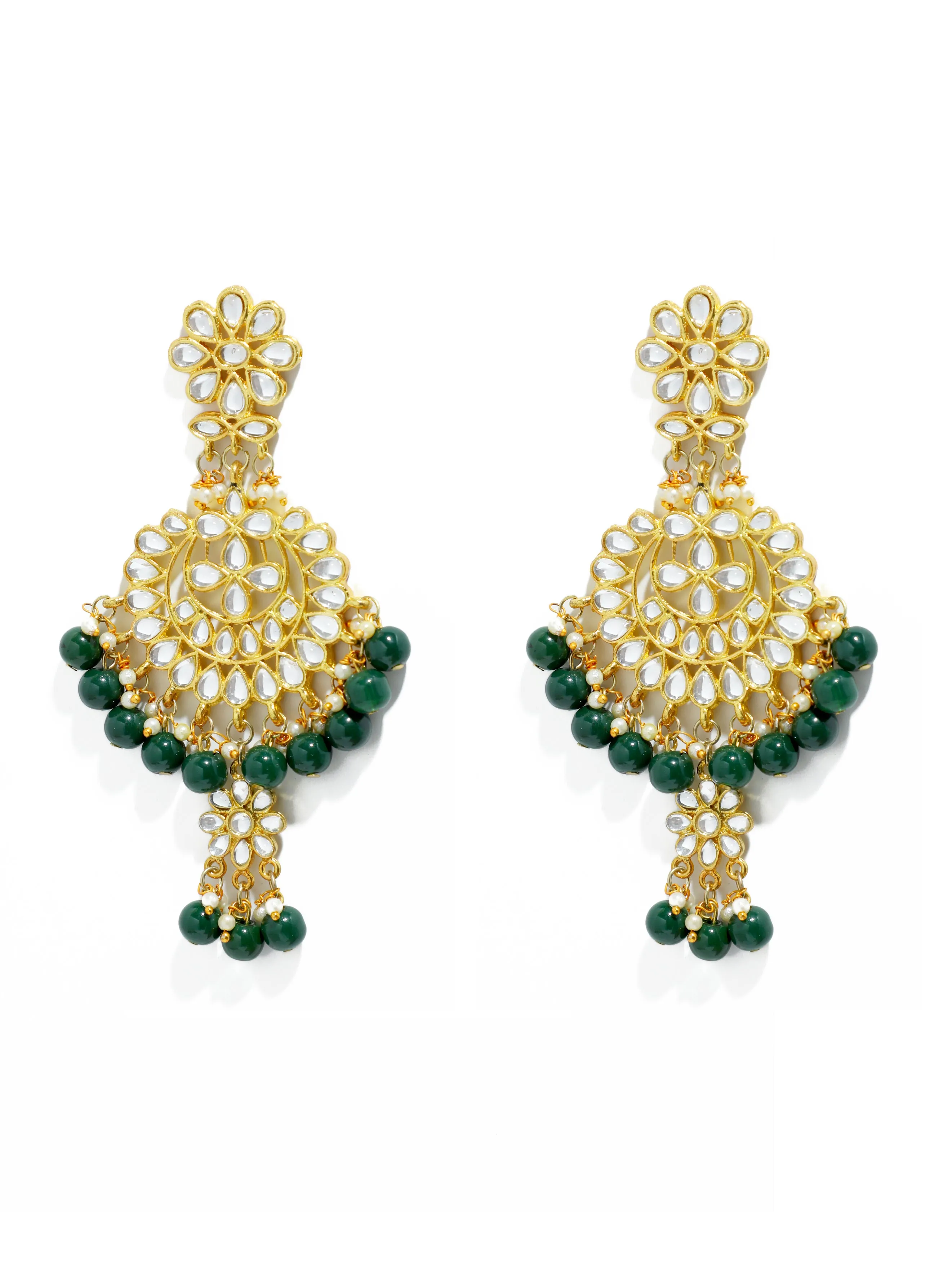 Kundan Green Beads Bridal Necklace Set