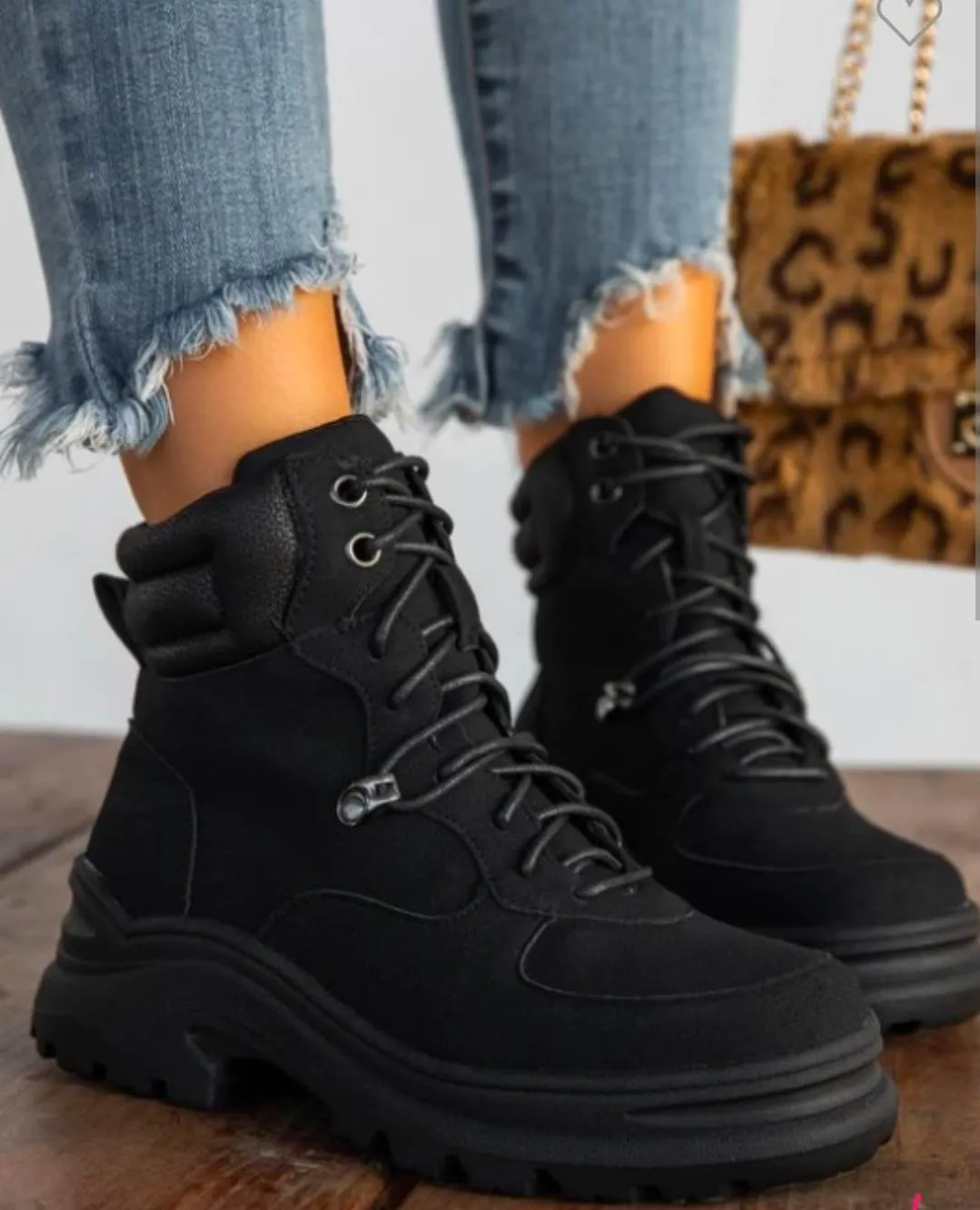 Lace-up Front Combat Natural Boots
