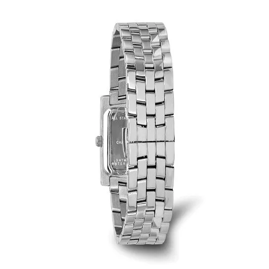 Ladies Charles Hubert Solid Stainless Steel Black Dial Rectangular Watch
