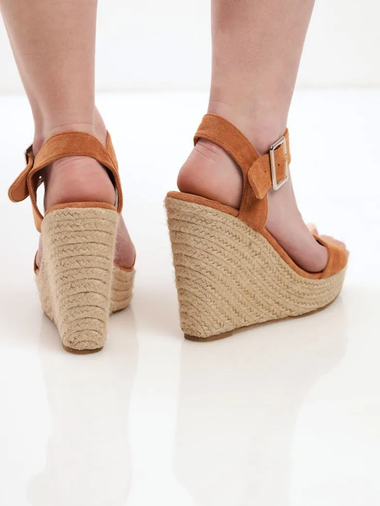 Ladies Espadrille Wedge Sandal - Taupe