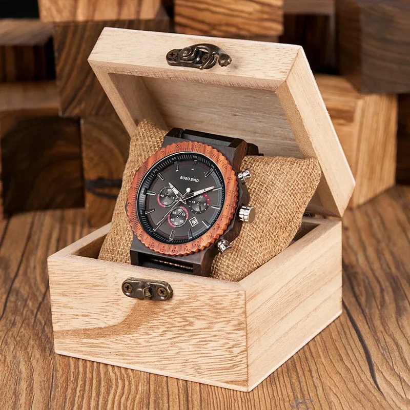 Large Mens Eco Wooden Chronograph
