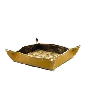 Large Tray - Smooth Dulce de Leche Leather w/ Vanilla Jumbo Croc