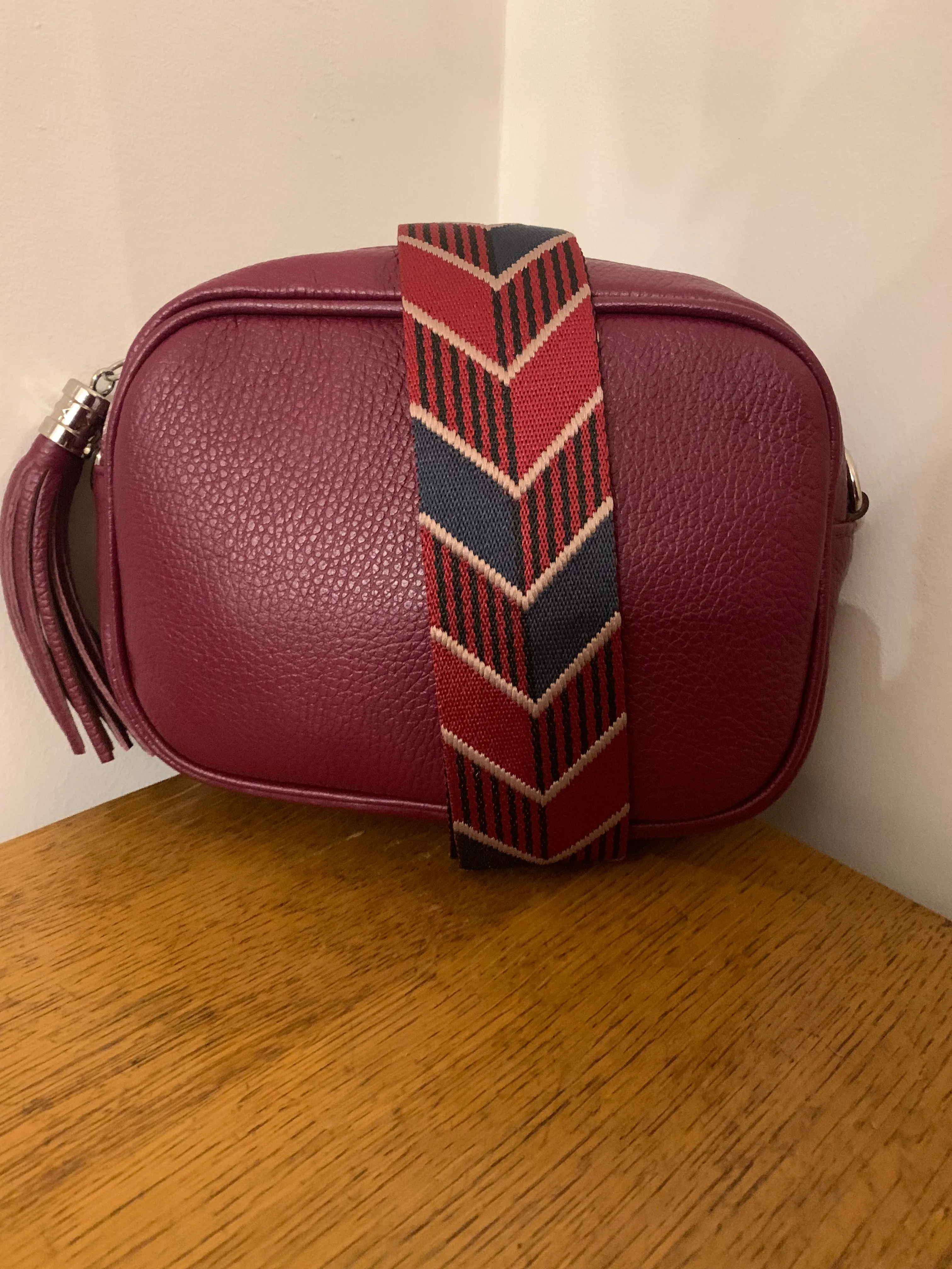 Larger Burgundy Leather Camera Bag