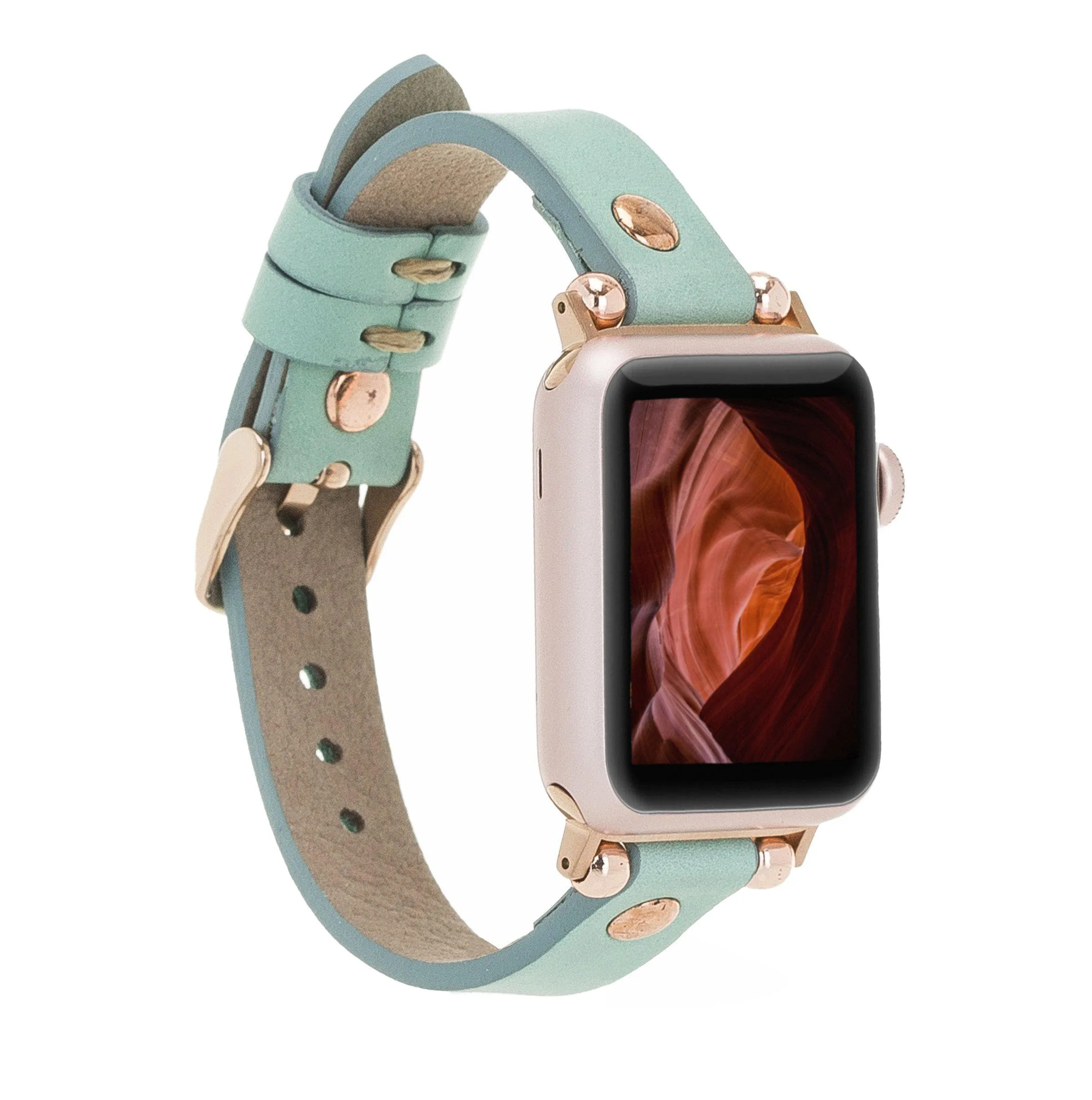 Leather Apple Watch Bands - Ferro Rose Gold Trok Style