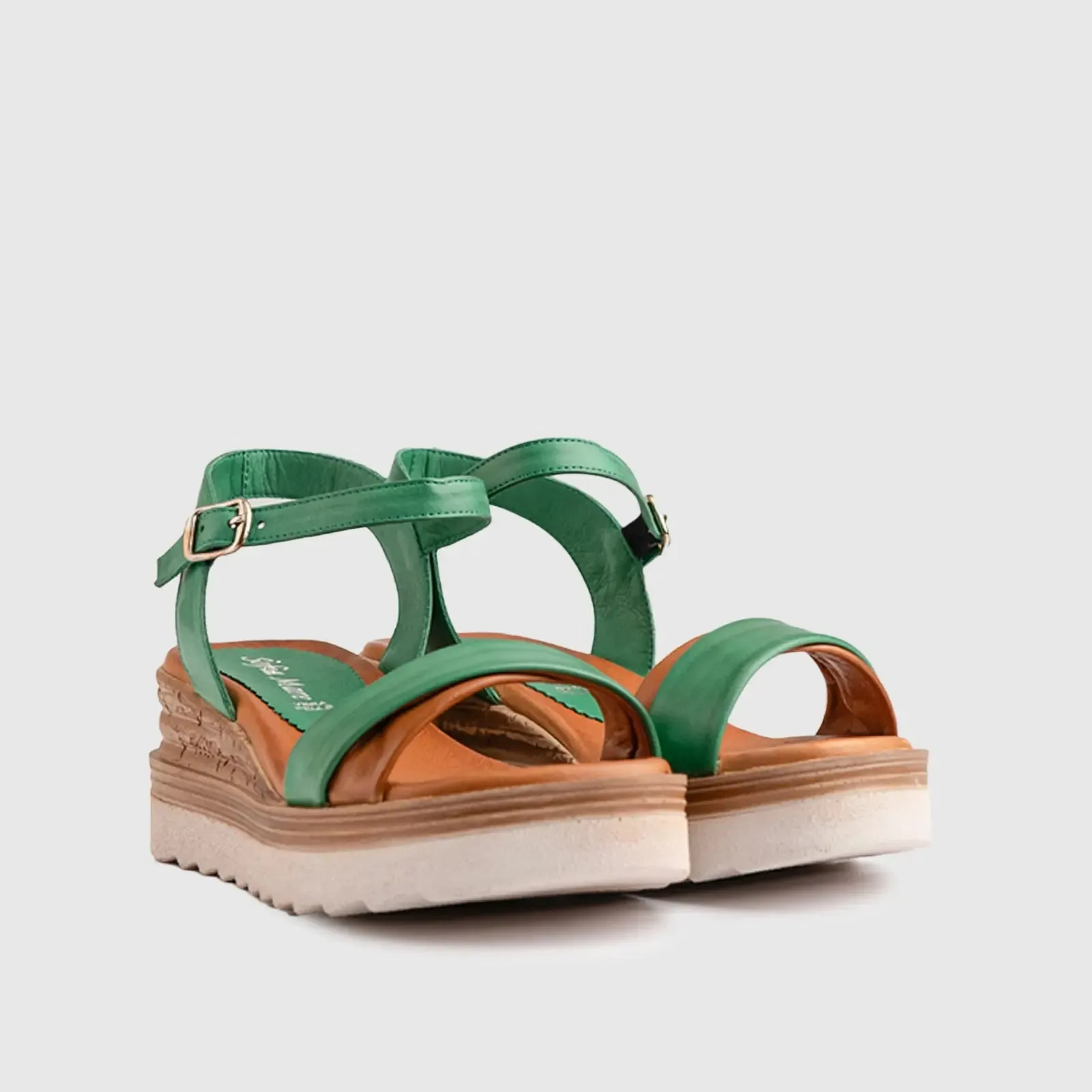 Leather Comfort Wedges Green 11648