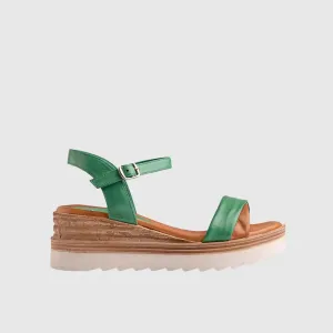 Leather Comfort Wedges Green 11648