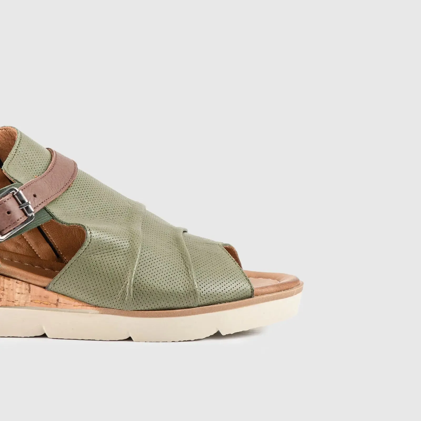 Leather Comfort Wedges Olive/Brown 402
