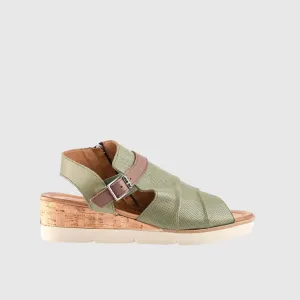 Leather Comfort Wedges Olive/Brown 402