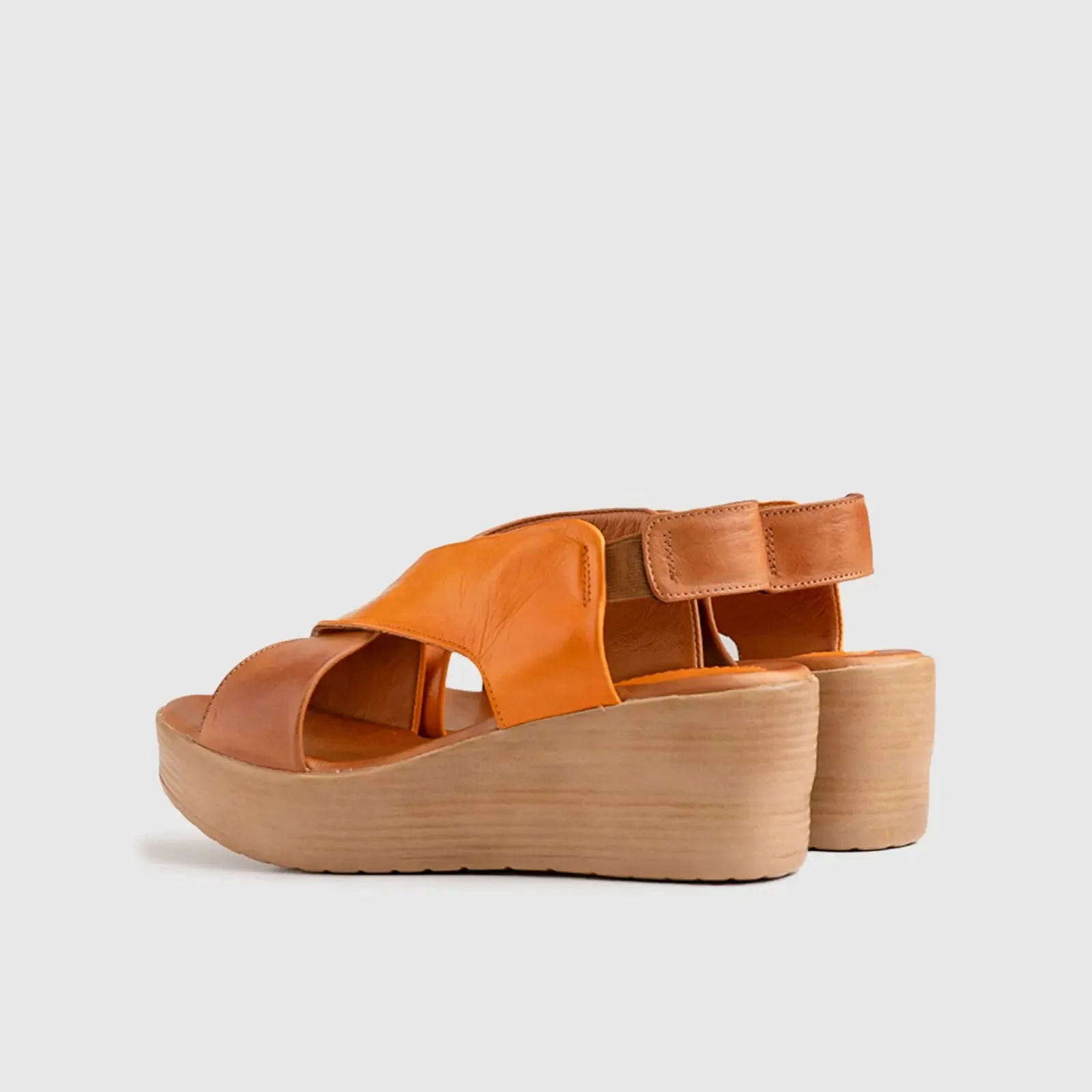 Leather Comfort Wedges Orange 9010