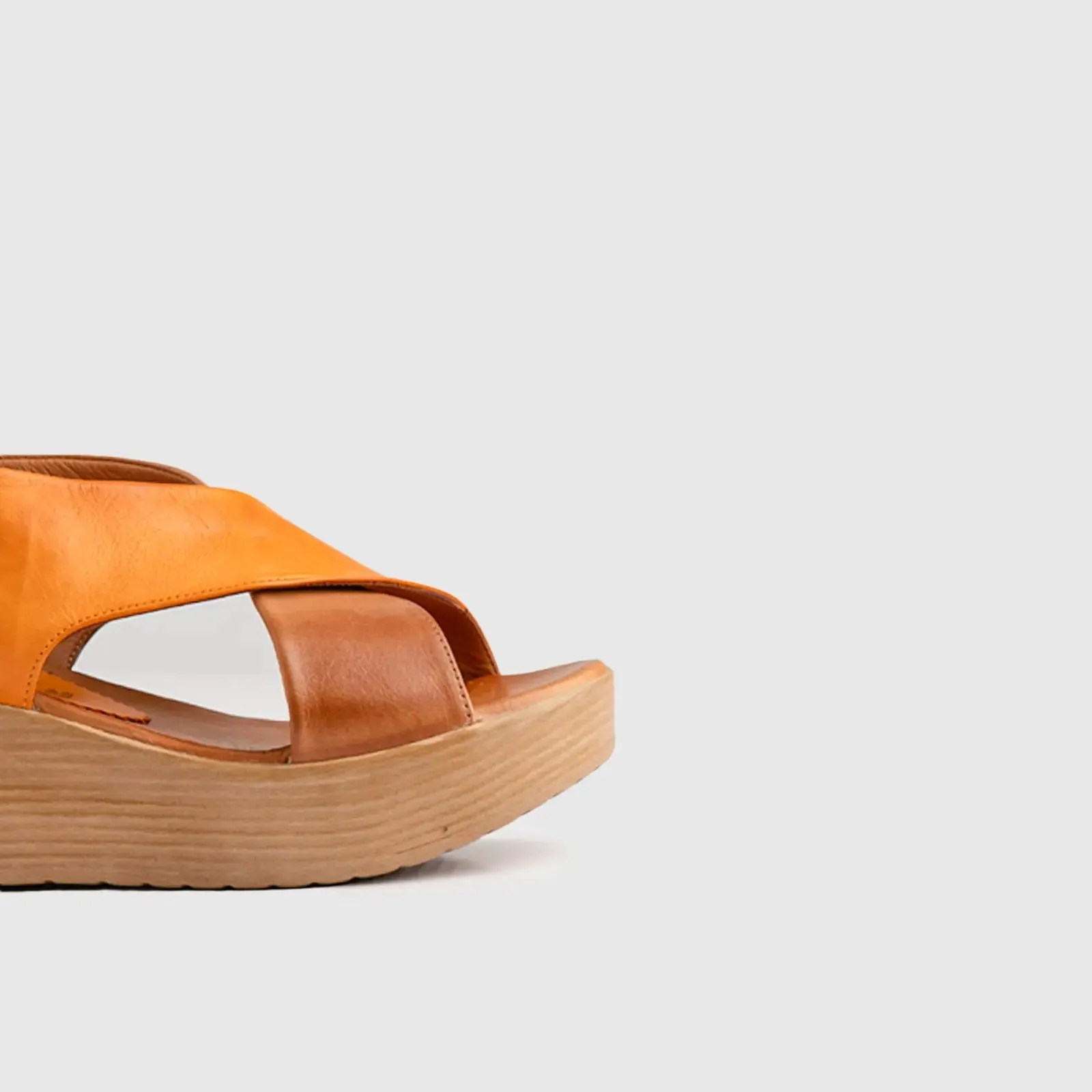 Leather Comfort Wedges Orange 9010