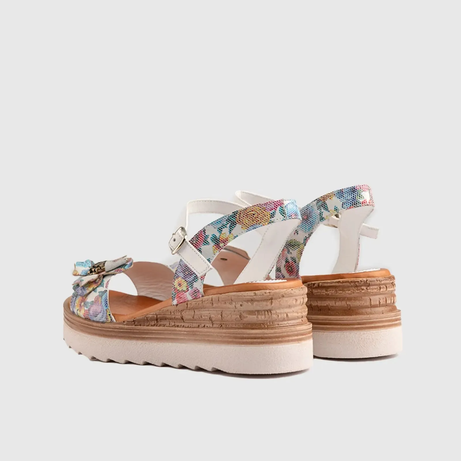 Leather Comfort Wedges White Multi 11641