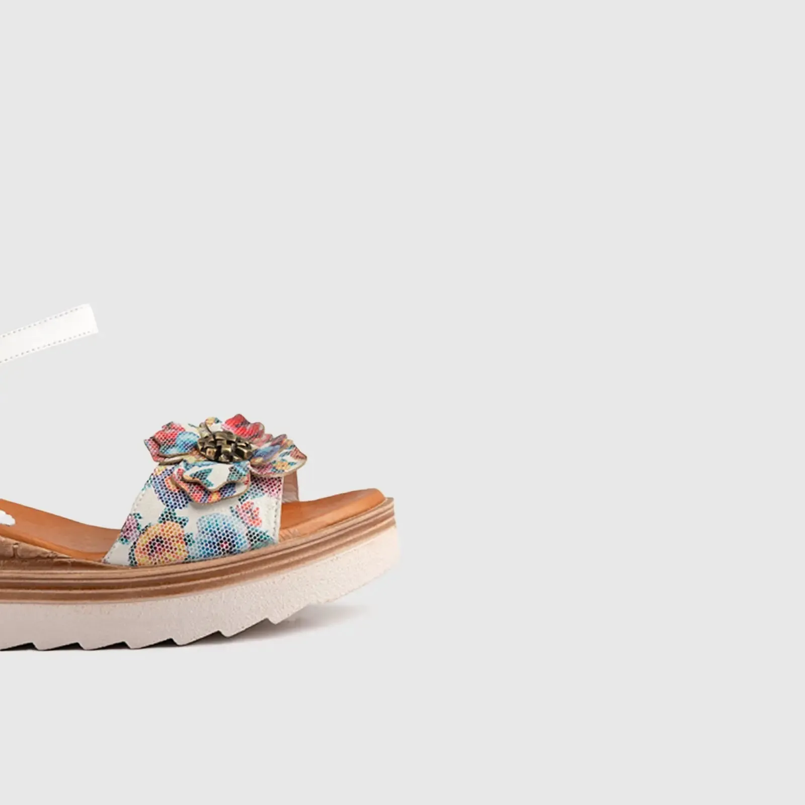 Leather Comfort Wedges White Multi 11641
