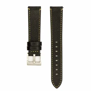 Leather - Contrast Stitch Black with Yellow