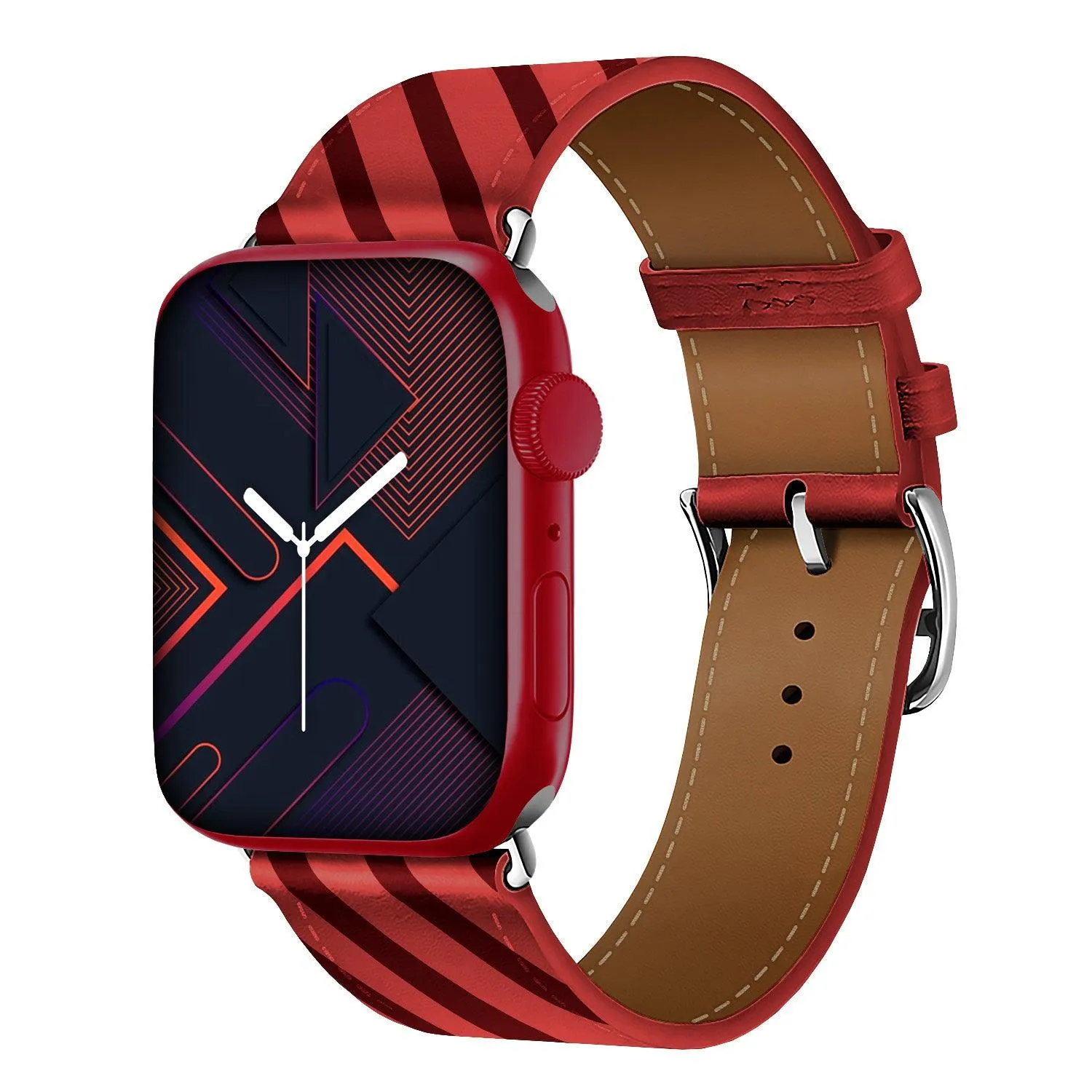 Leather Design Graphic Prints Band, Red-Plum