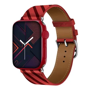 Leather Design Graphic Prints Band, Red-Plum