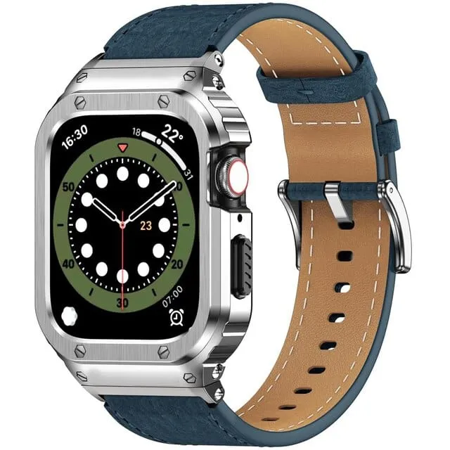 Leather Watch Band With Shockproof Case